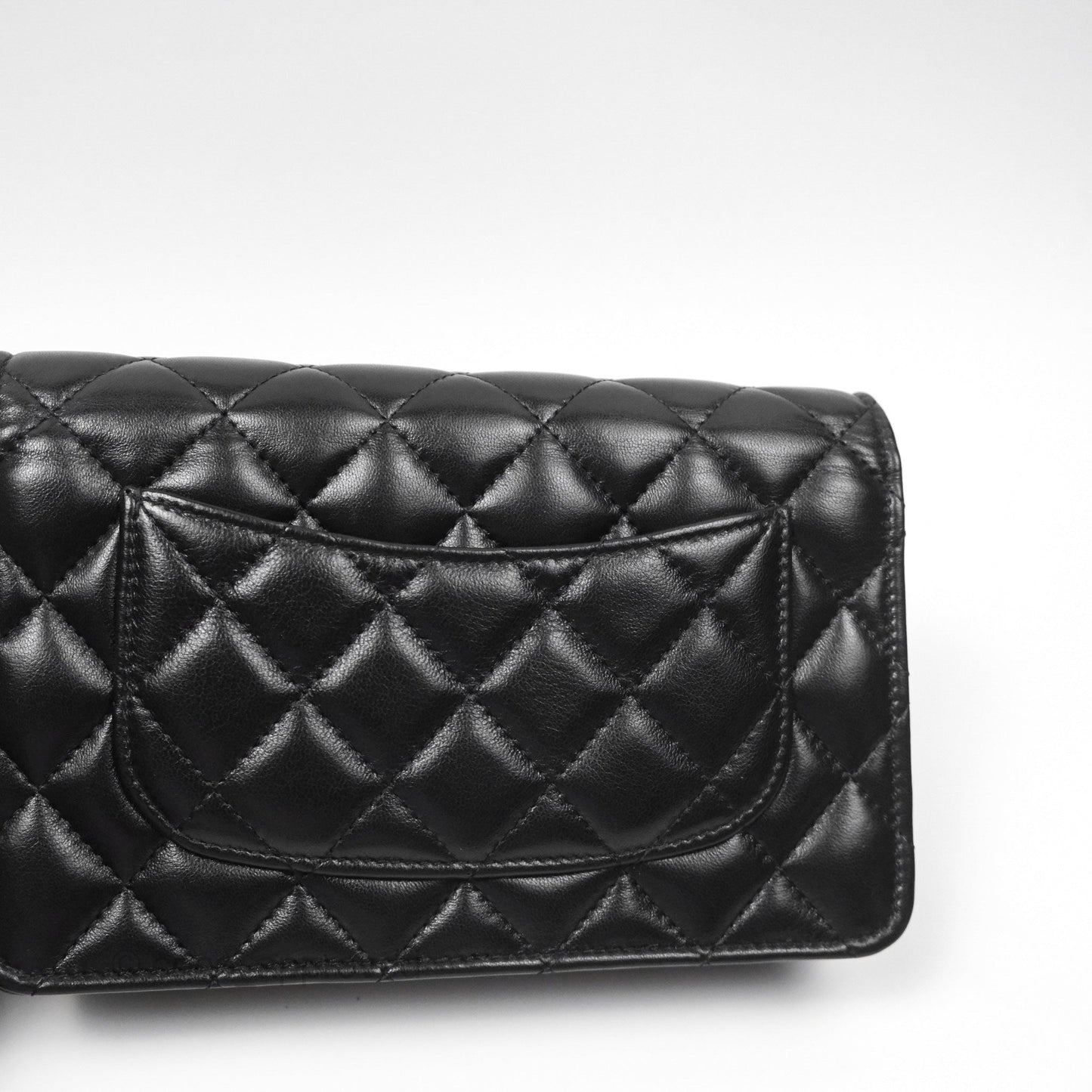 Chanel Quilted WOC Adjustable Chain Black Shiny Lambskin Aged Gold Hardware