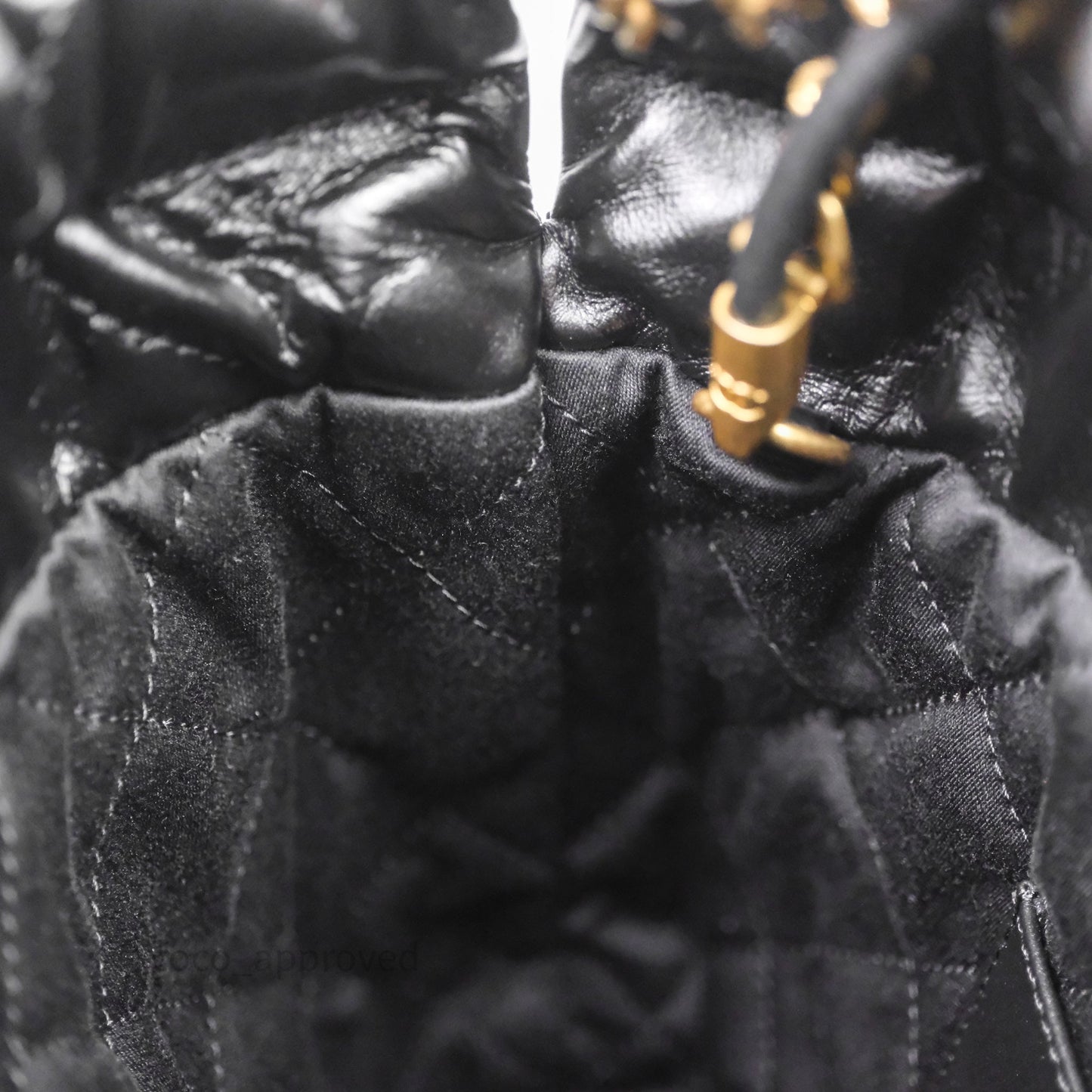 Chanel 22 Mini Bag Black Crumpled Calfskin Aged Gold Hardware