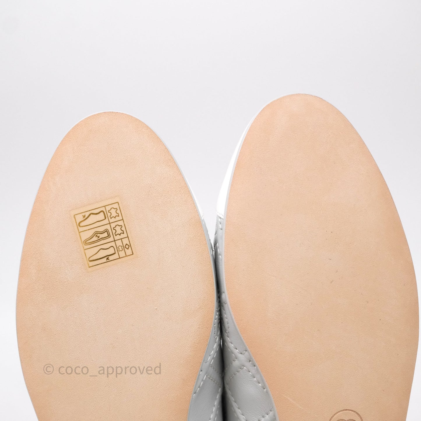 Chanel CC Quilted Light Grey Ballerina Flats Size 36.5