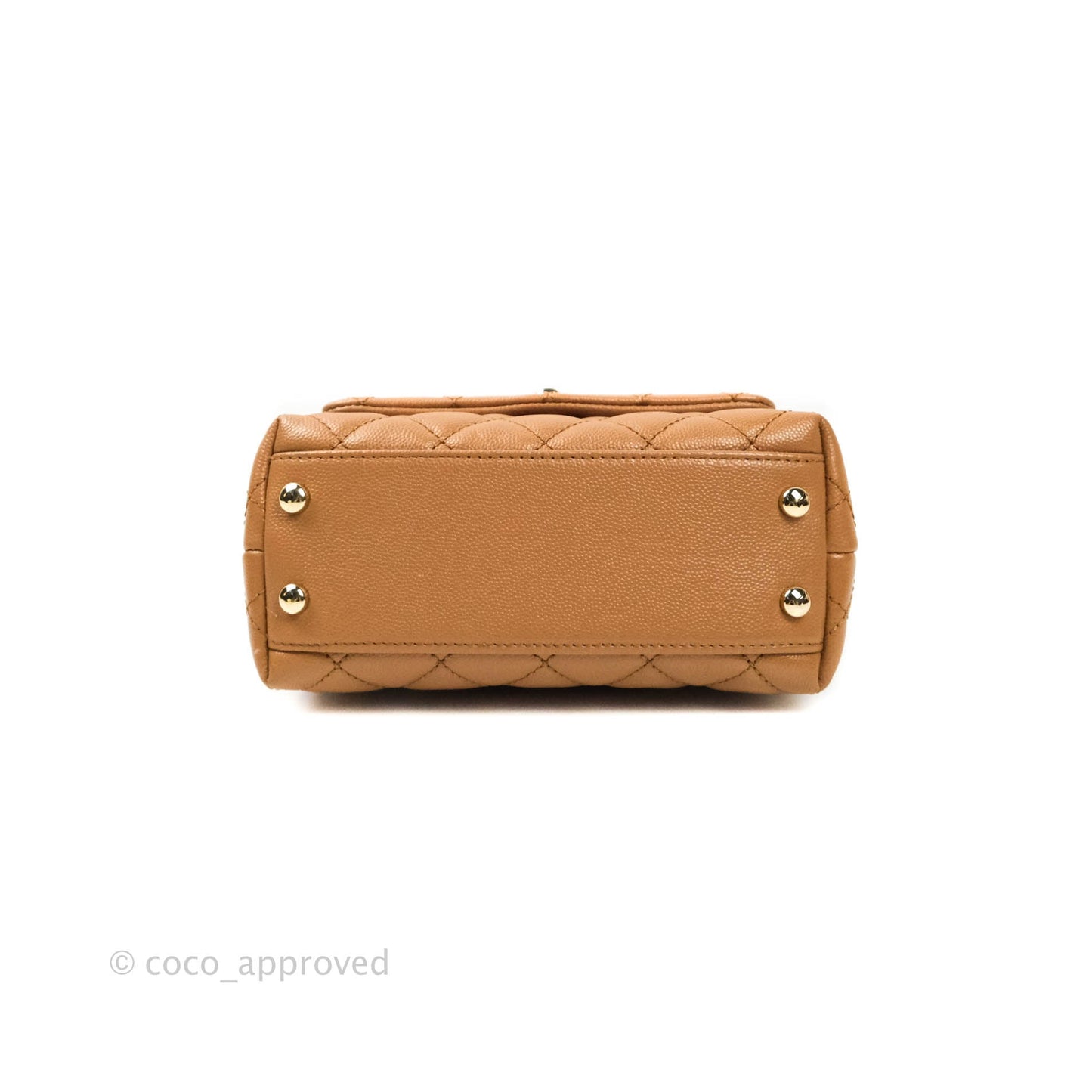 Chanel Quilted Extra Mini Coco Handle Dark Beige Caviar Gold Hardware 21P