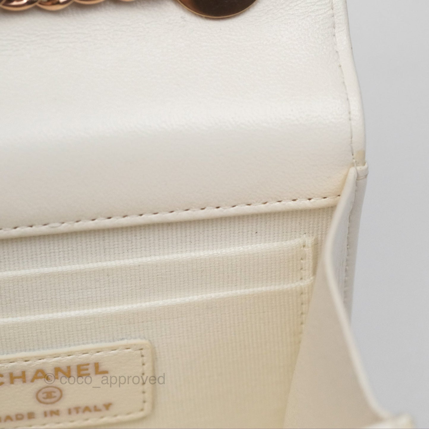 Chanel Mini Quilted Trendy CC Clutch With Chain White Lambskin Rose Gold Hardware
