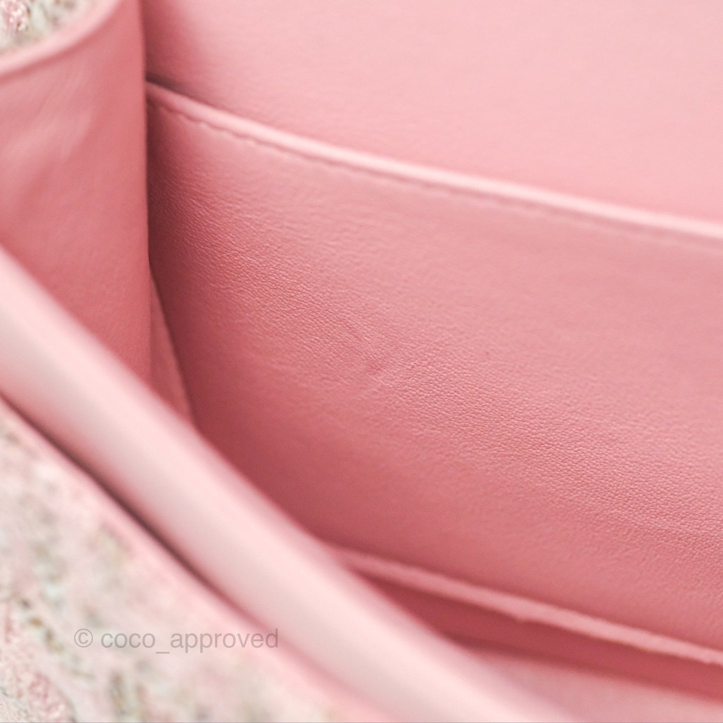 Chanel Classic M/L Medium Flap Quilted Pink Tweed Silver Hardware