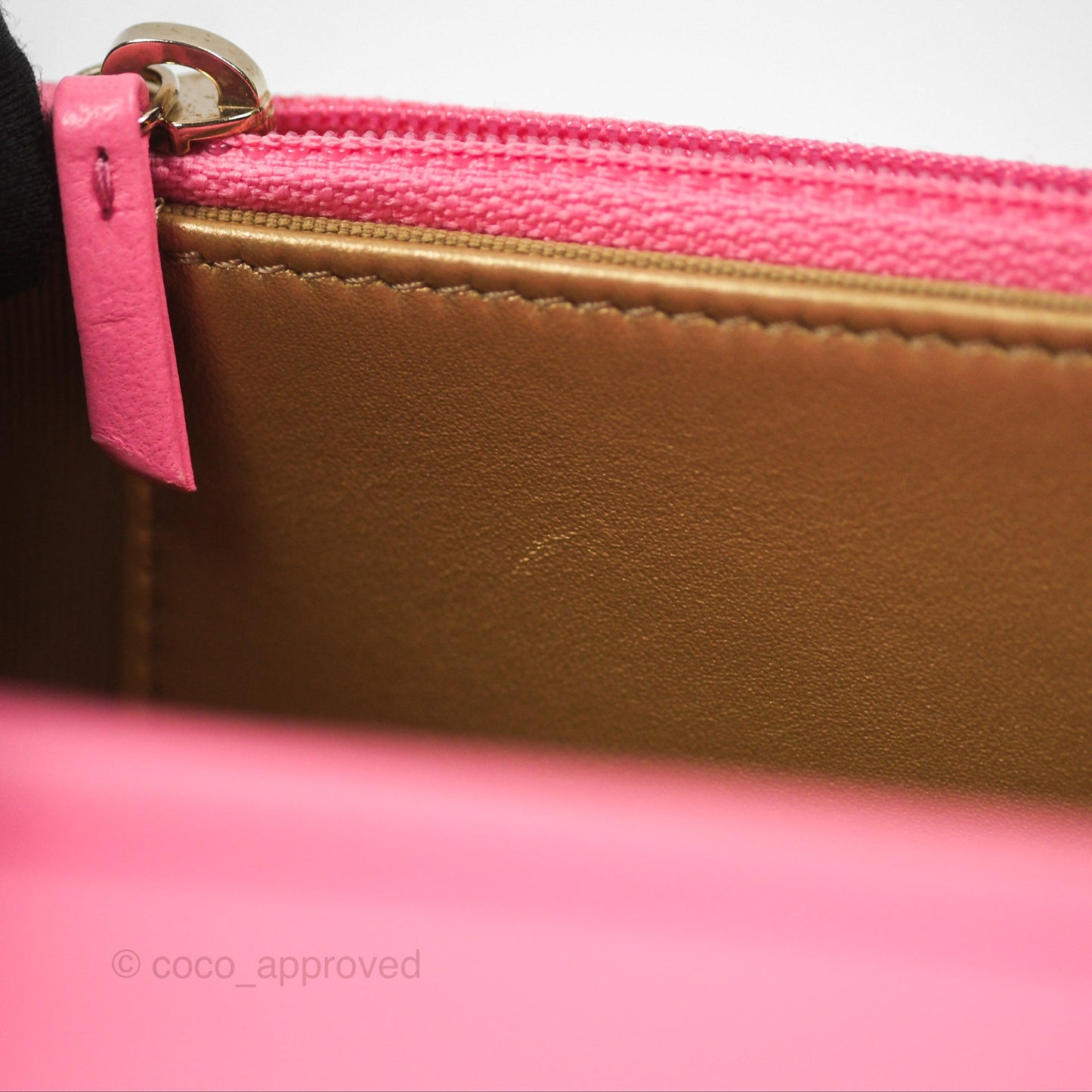 Chanel Quilted Pearl Crush Wallet on Chain WOC Pink Lambskin Aged Gold Hardware