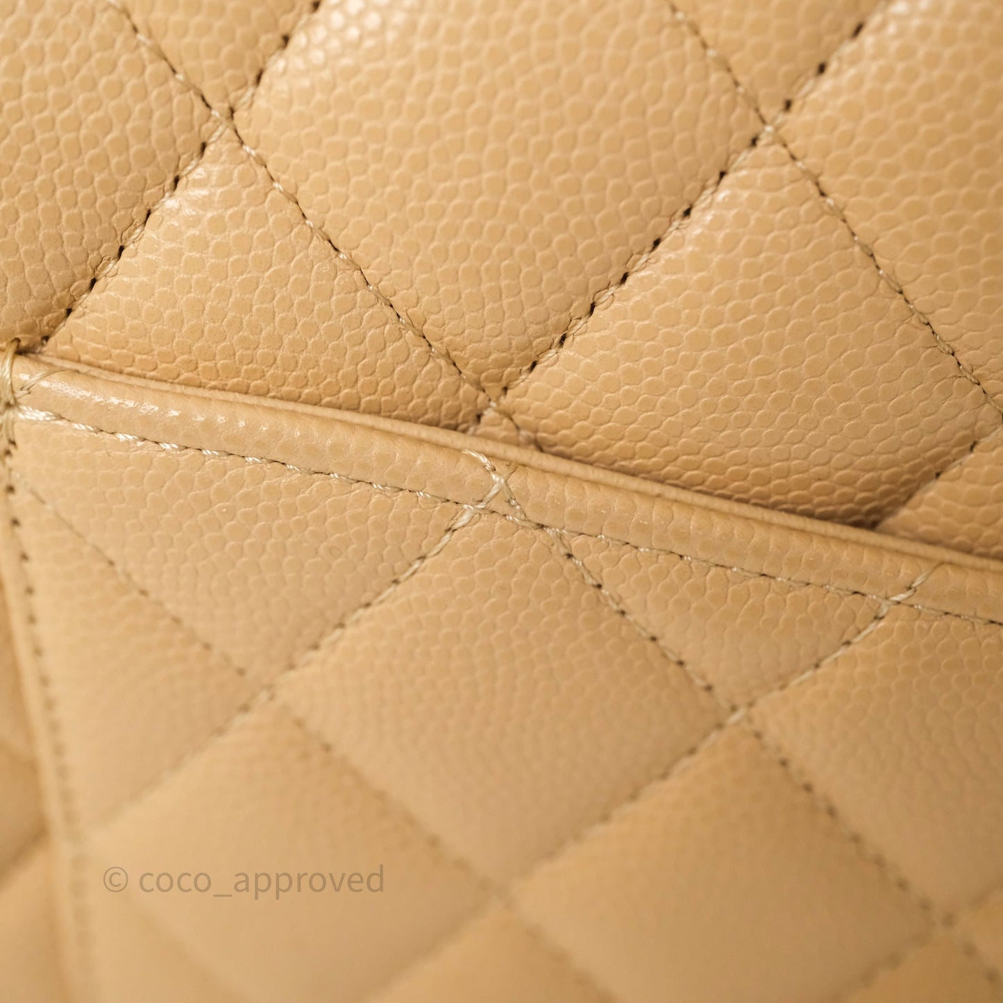 Chanel Classic M/L Medium Flap Quilted Beige Caviar Gold Hardware