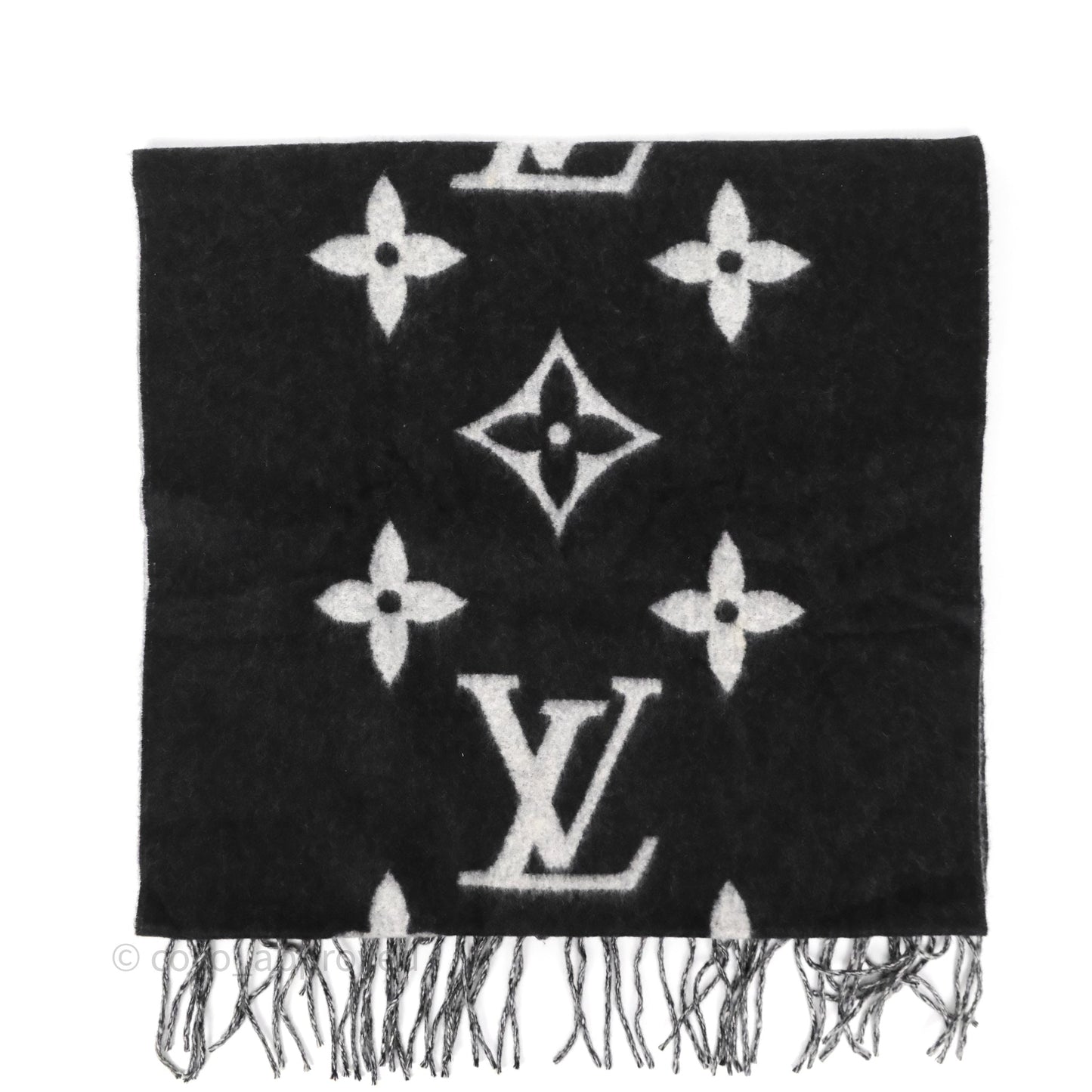 Louis Vuitton Reykjavik Scarf Cashmere Black Light Grey