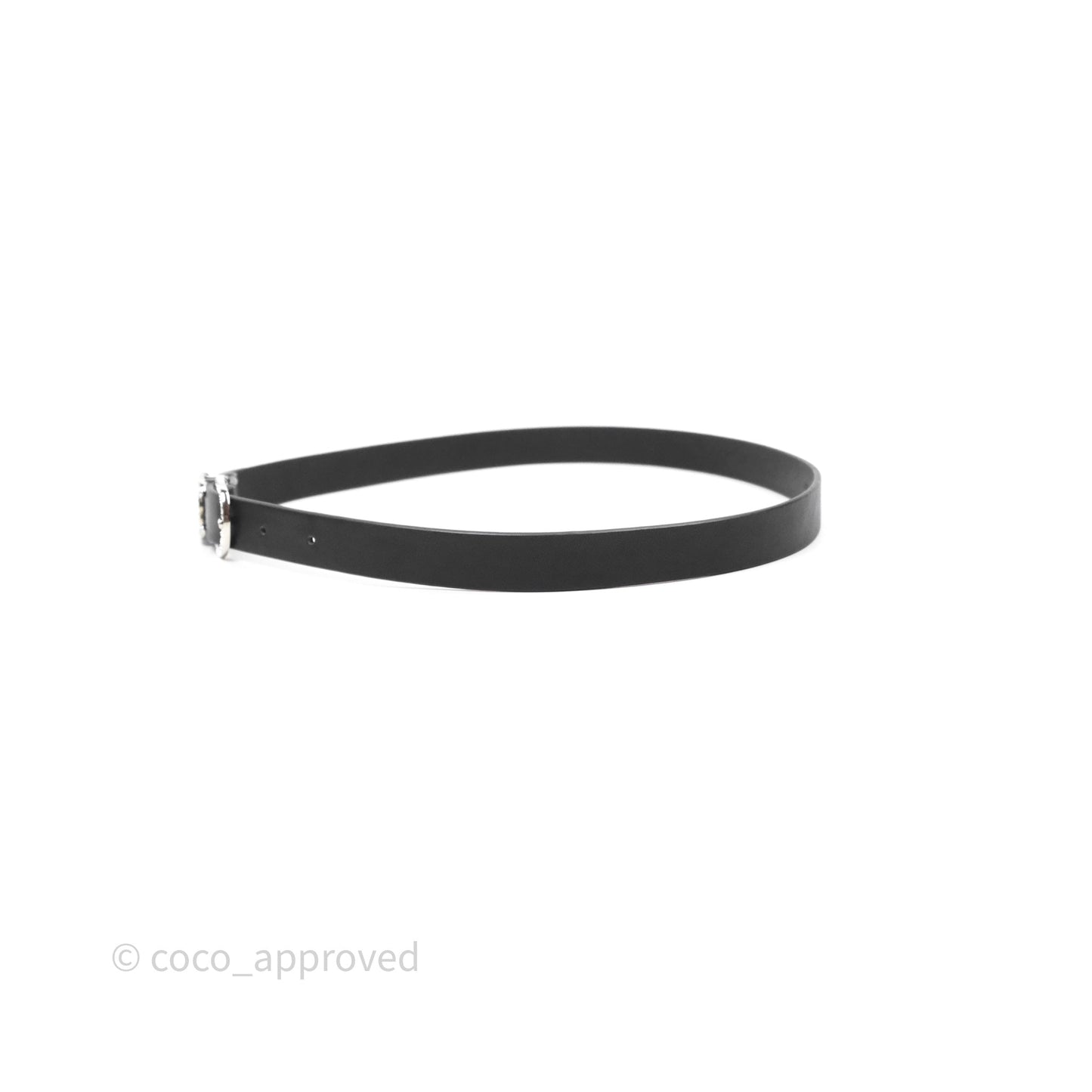 Chanel Crystal CC Belt Black Silver Hardware Size 75 20S