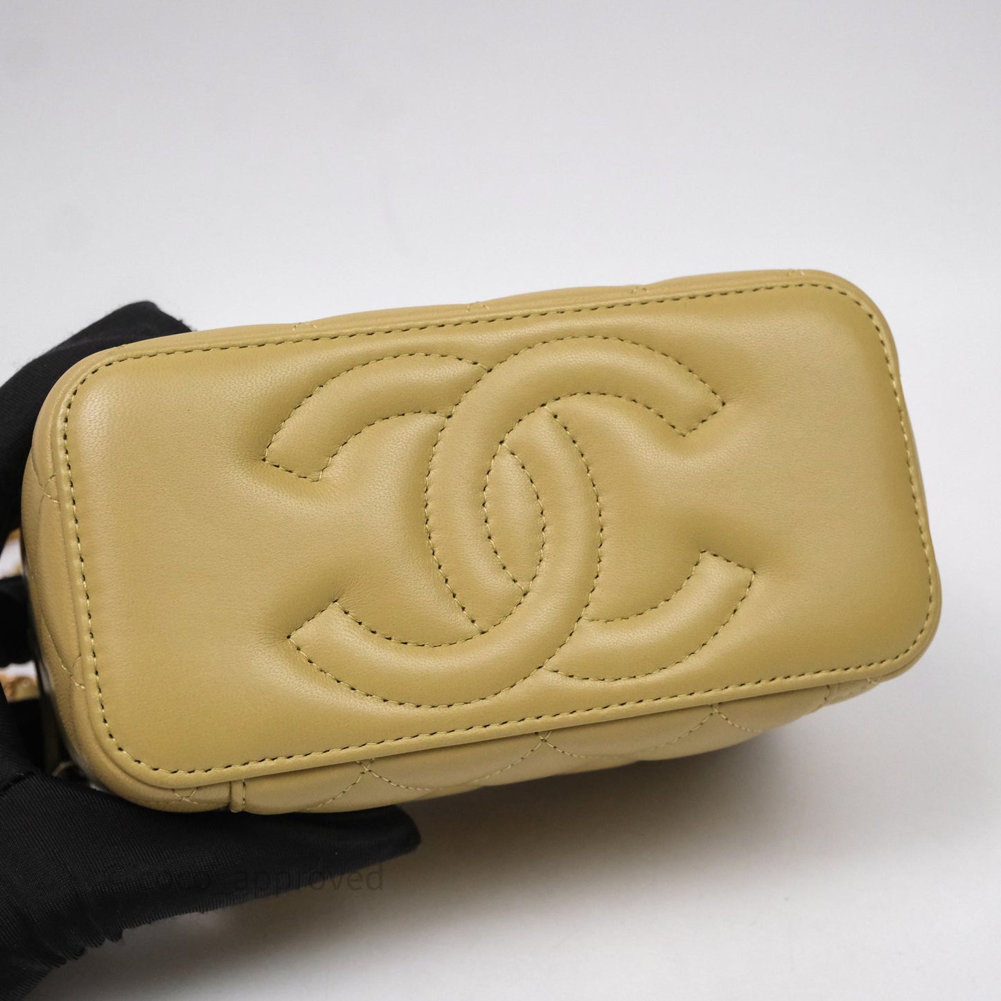 Chanel Top Handle Vanity with Chain Olive Green Lambskin Aged Gold Hardware