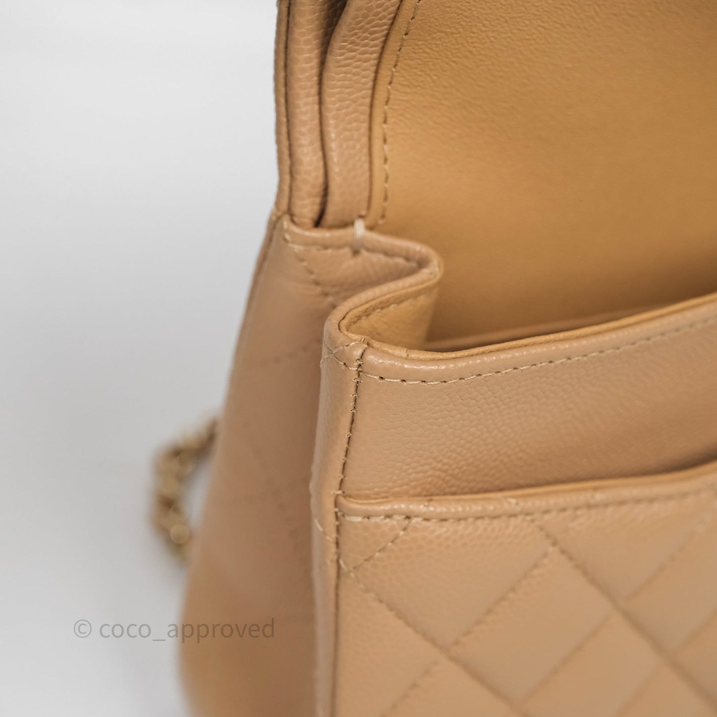 Chanel Classic M/L Medium Flap Quilted Dark Beige Caviar Gold Hardware