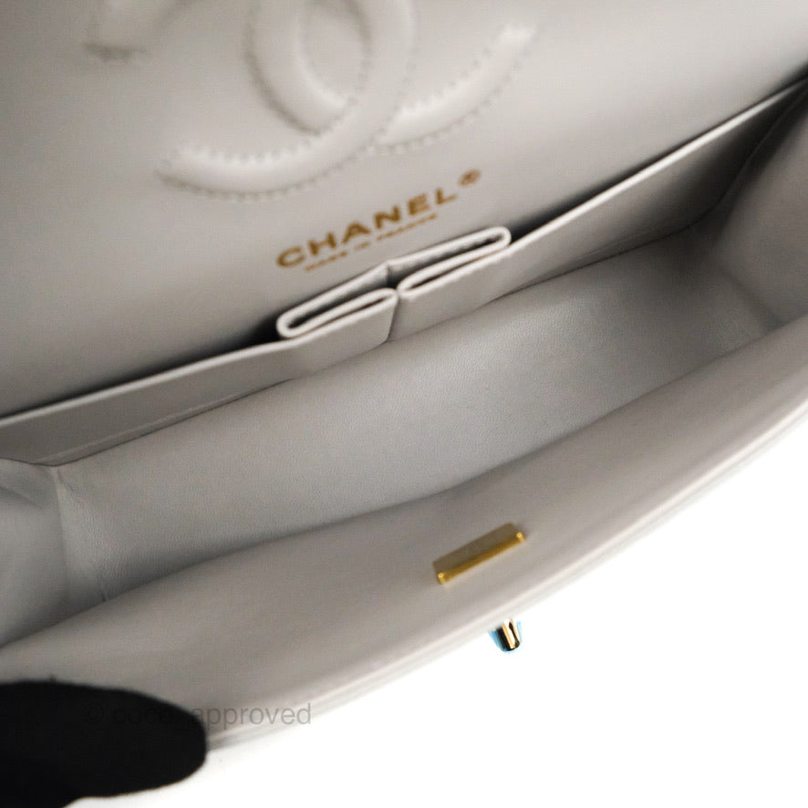 Chanel Classic Small S/M Quilted Flap Grey Caviar Gold Hardware 21A