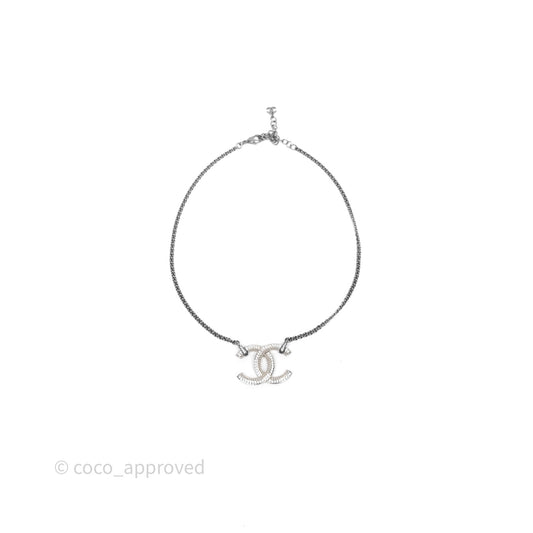 Chanel Crystals CC Necklace Gun Metal 21B