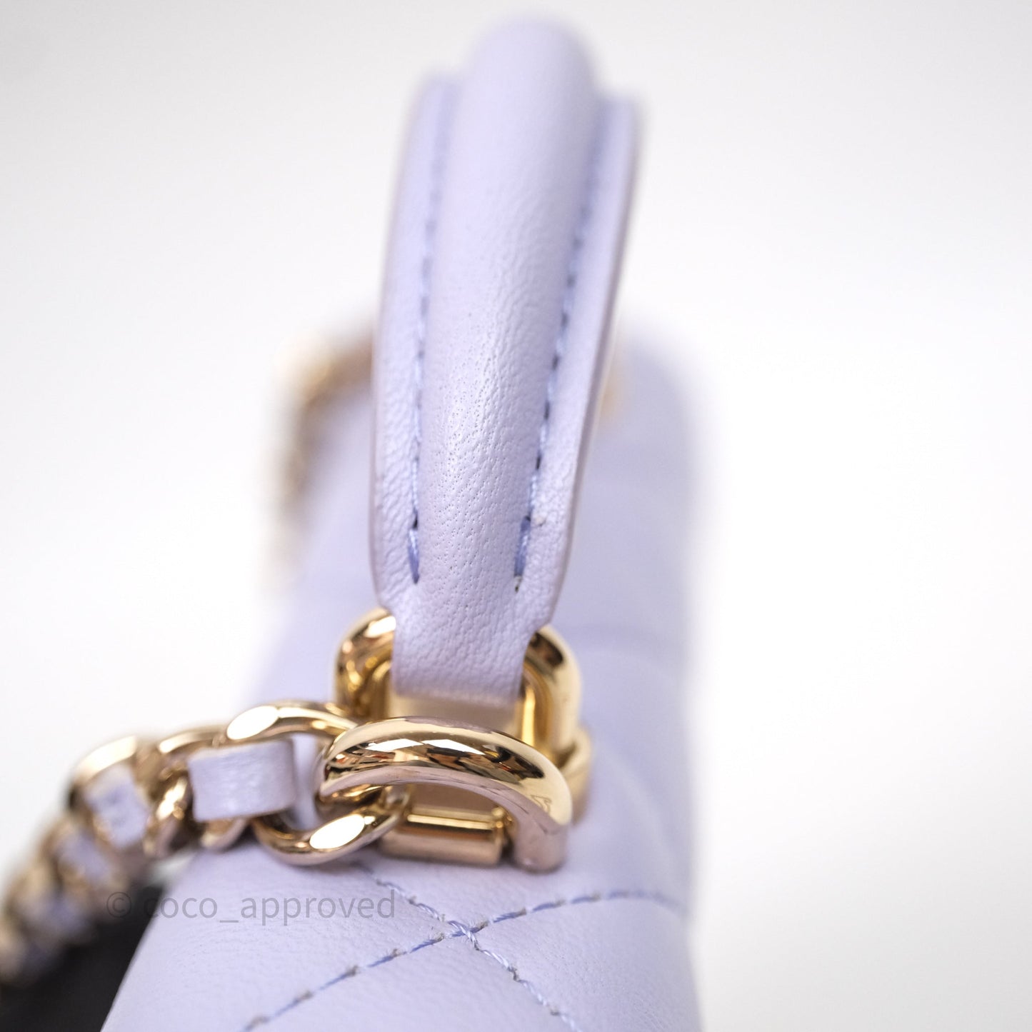 Chanel Mini Handle Flap Coin Purse With Chain Lilac Lambskin Gold Hardware
