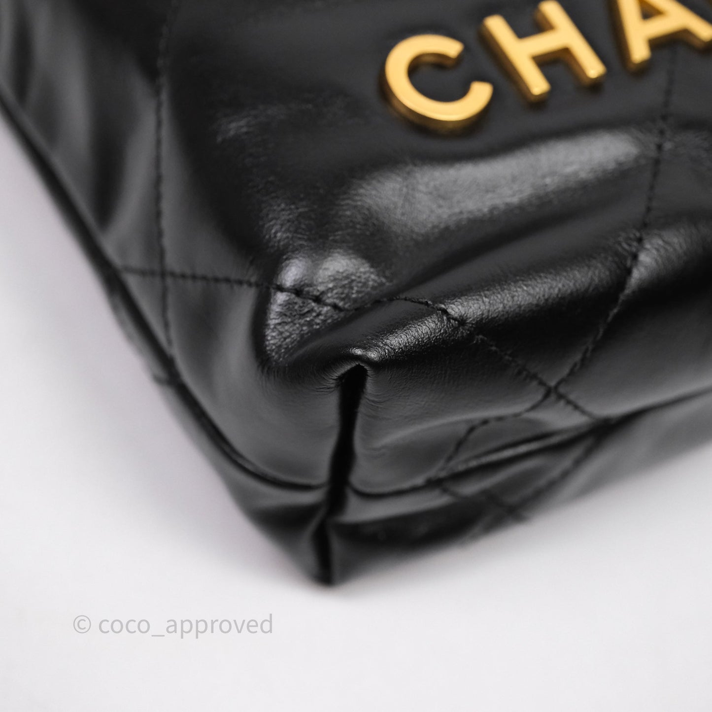 Chanel 22 Mini Bag Black Crumpled Calfskin Aged Gold Hardware