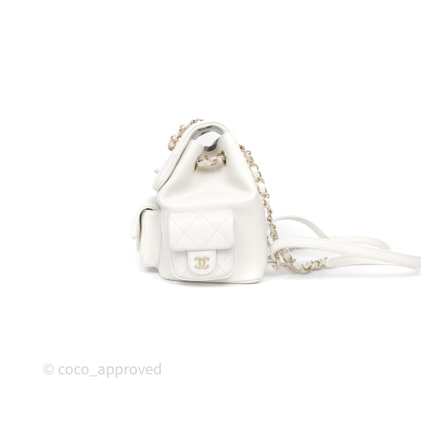Chanel Duma Backpack White Caviar Gold Hardware 23K