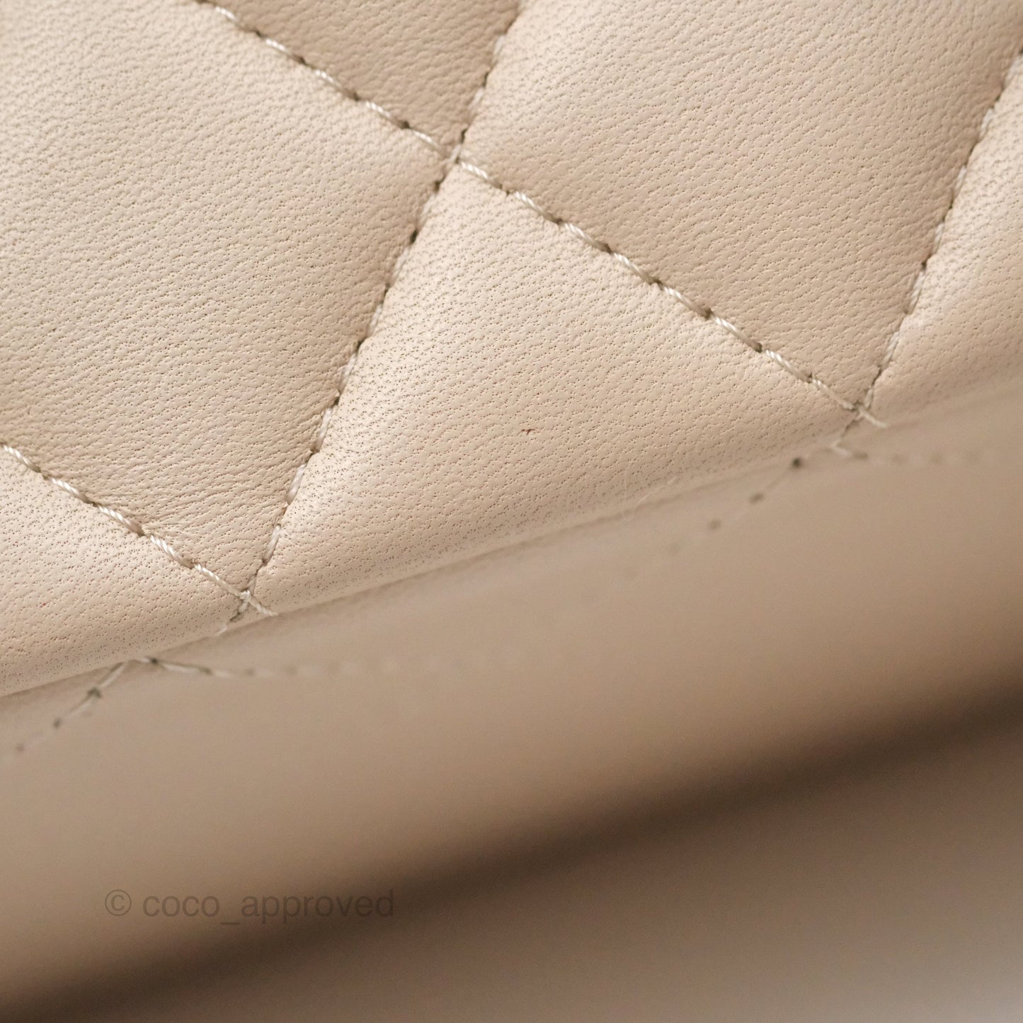 Chanel Top Handle Mini Rectangular Flap Bag Ecru/Beige Lambskin Gold Hardware 23P