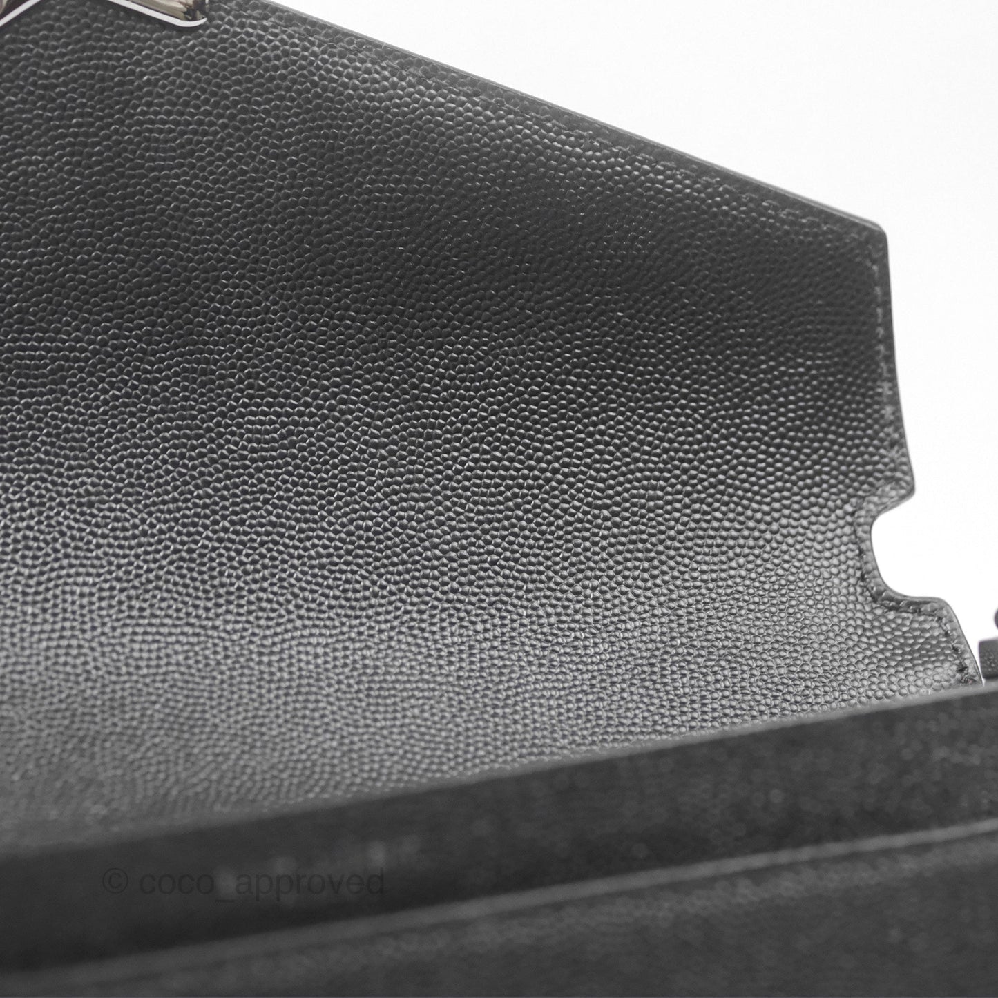 Saint Laurent Cassandra in Grain De Poudre Embossed Leather Black