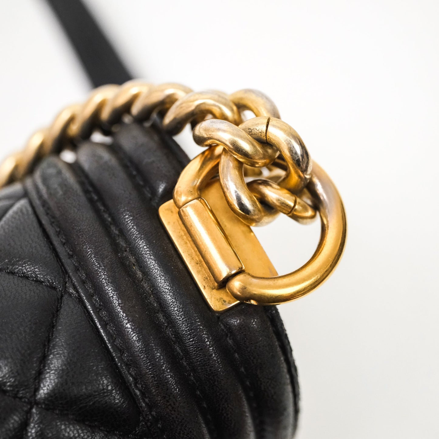 Chanel Medium Boy Quilted Black Lambskin Aged Gold Hardware