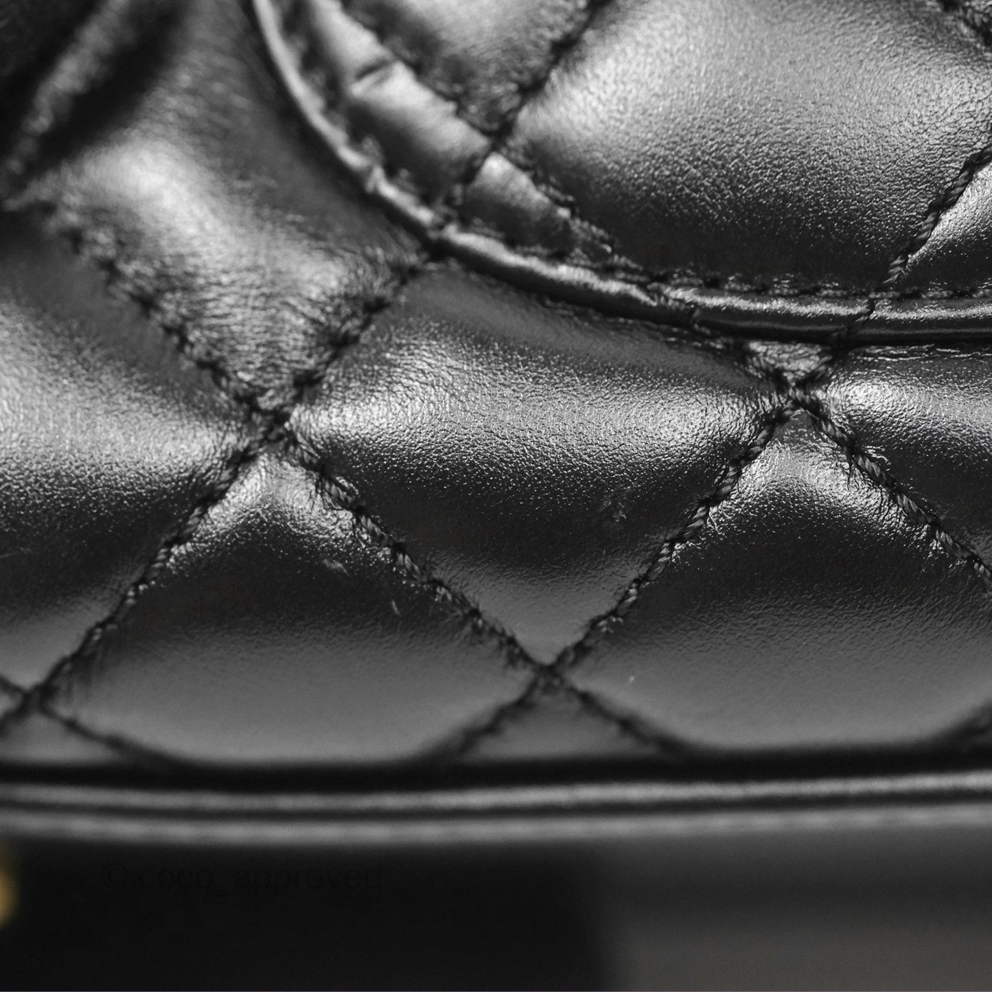 Chanel Small Coco Handle Quilted Black Calfskin Aged Gold Hardware