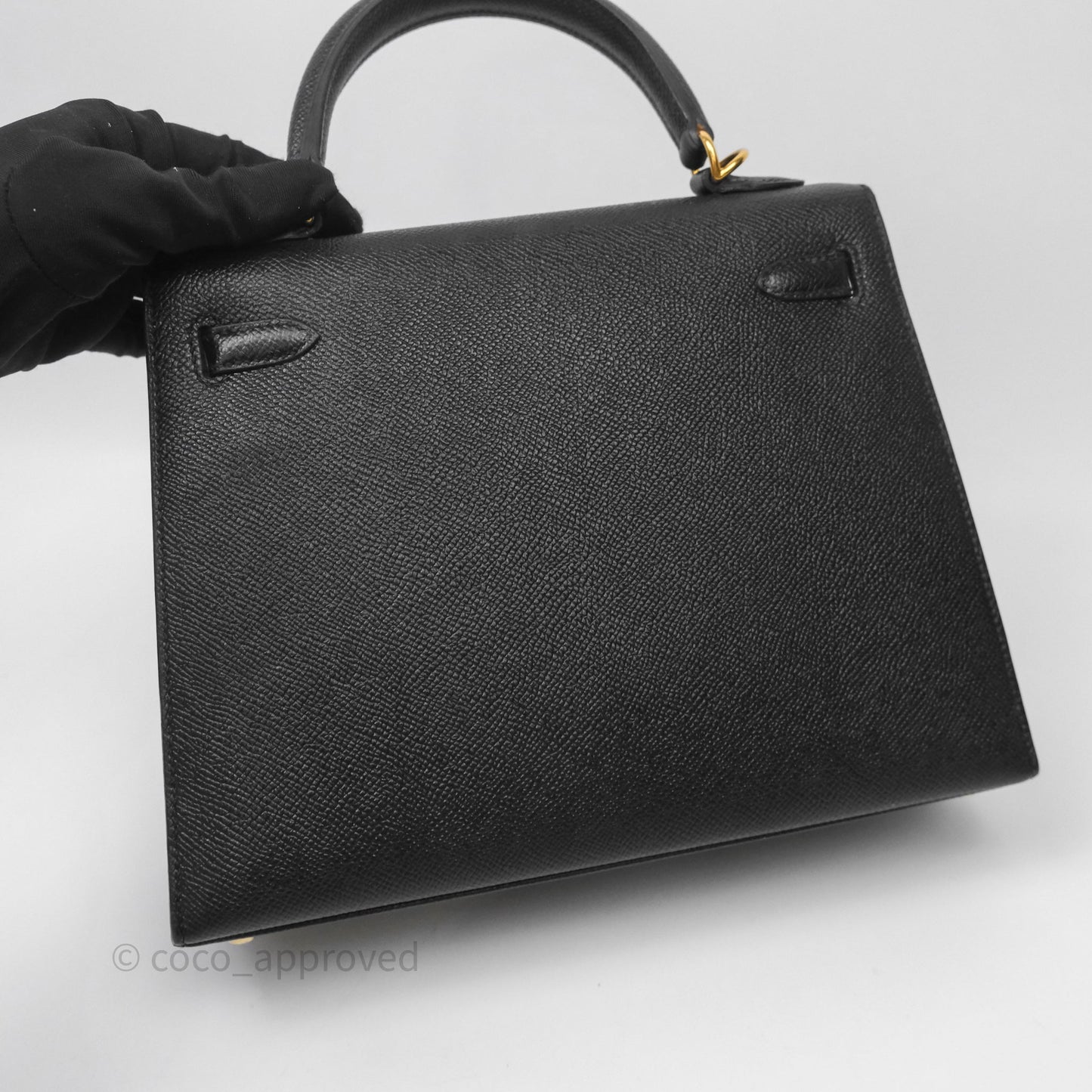 Hermès Kelly 25 Black Noir 89 Epsom Gold Hardware
