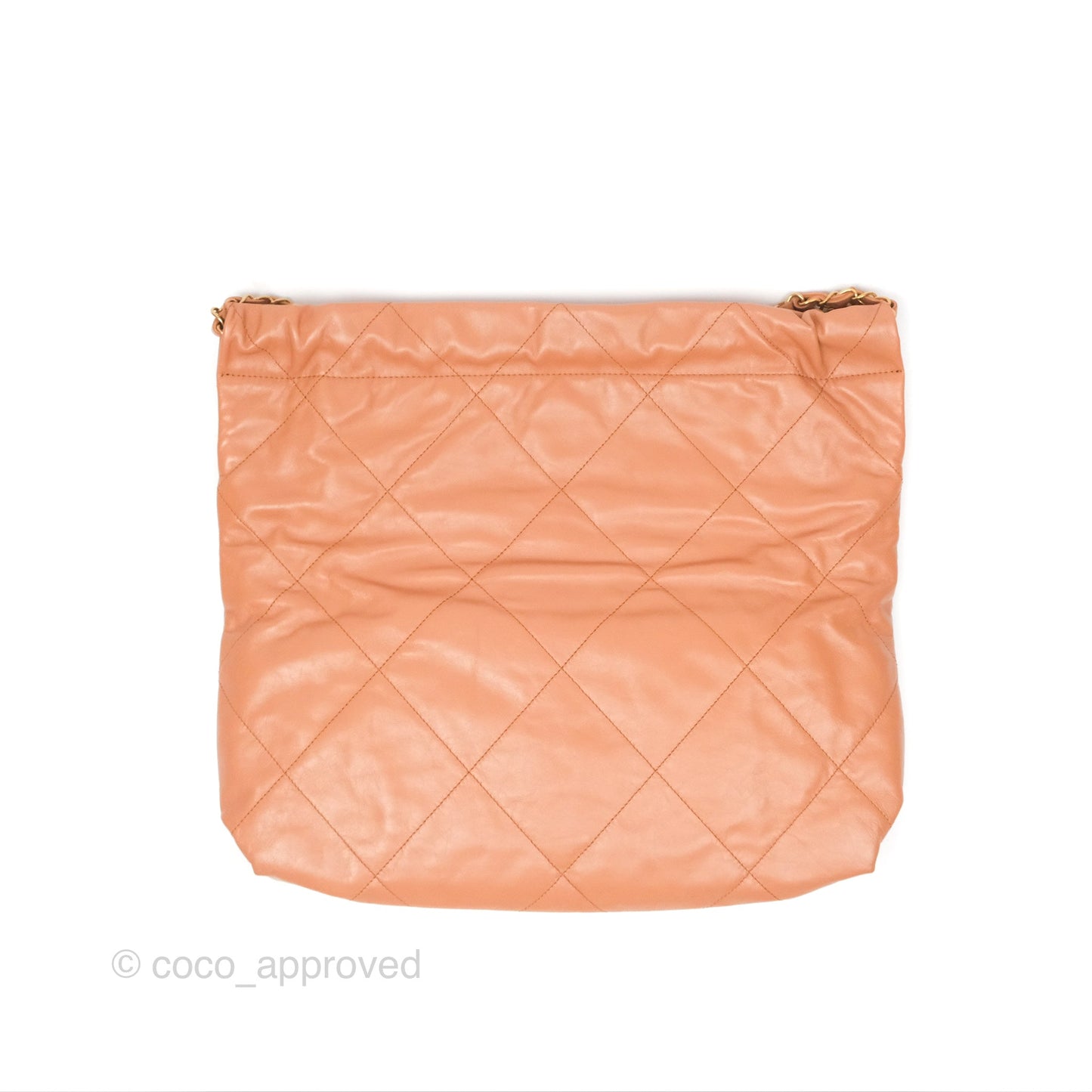 Chanel 22 Medium Caramel Beige Shiny Calfskin Aged Gold Hardware