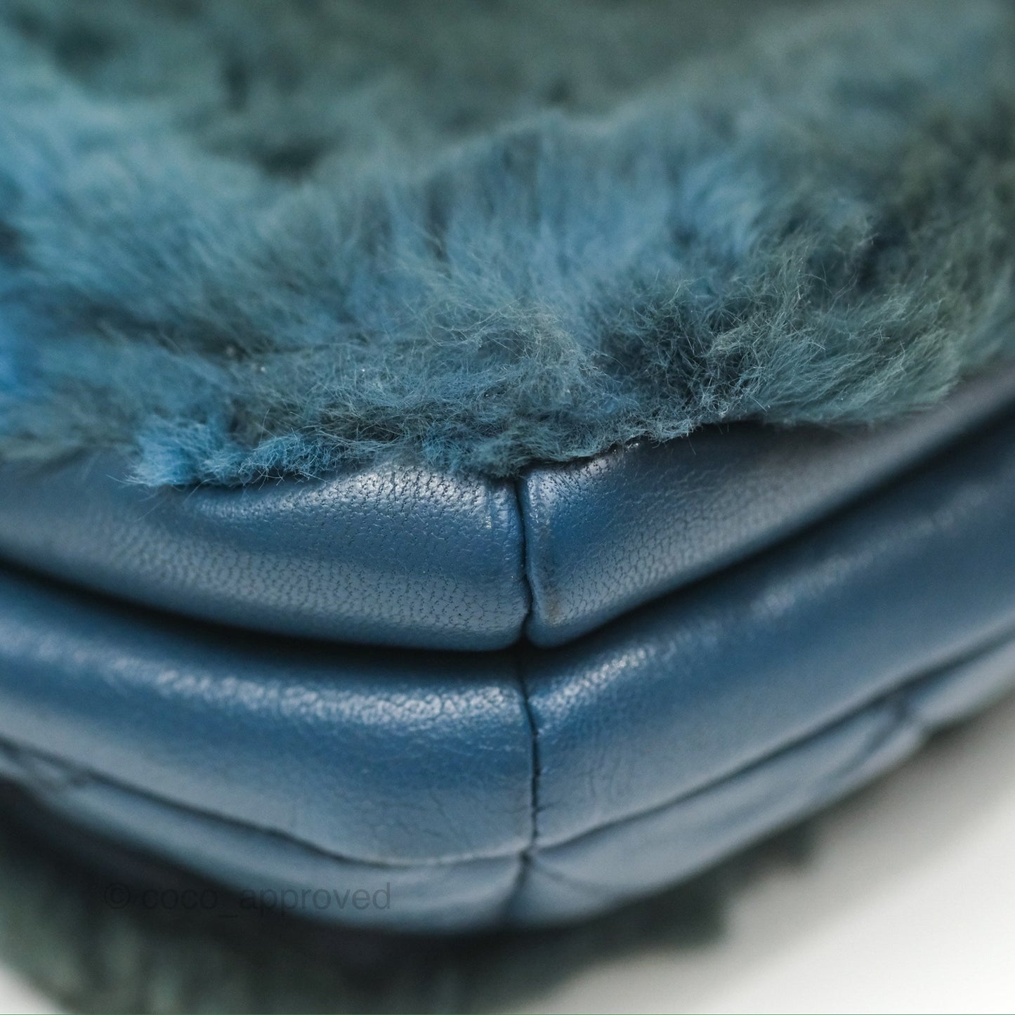 Chanel Top Handle Bag Green Blue Orylag Fur 17A