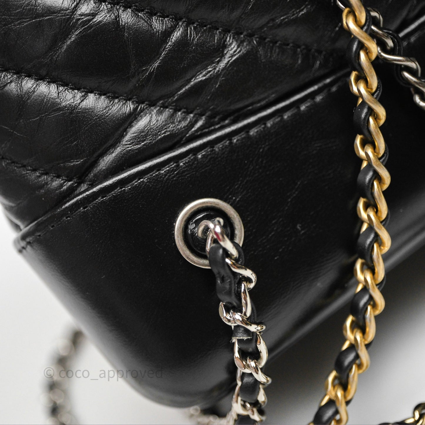 Chanel Small Chevron Gabrielle Backpack Black Aged Calfskin