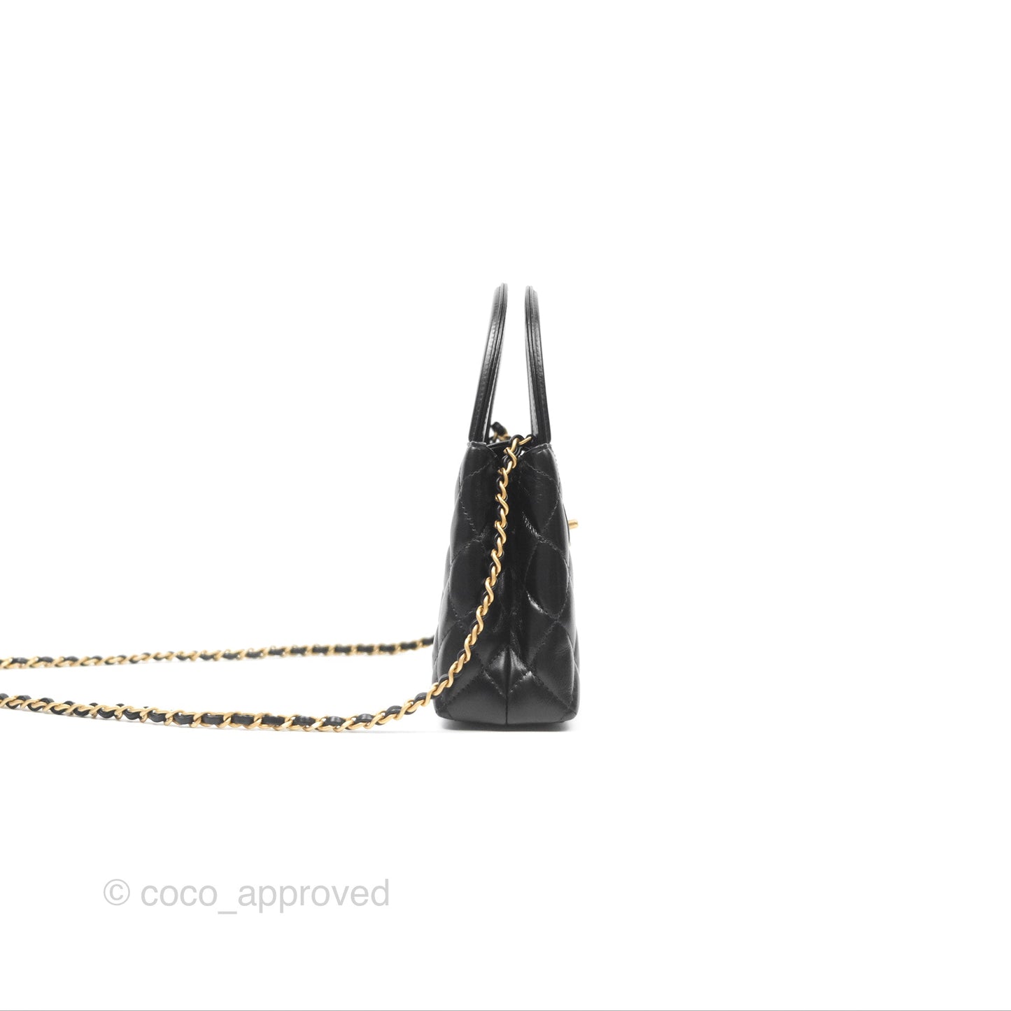 Chanel Kelly Bag Quilted Black Shiny Calfskin Aged Gold Hardware