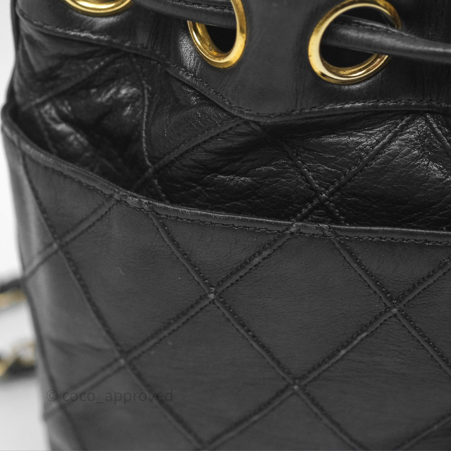 Chanel Vintage Mini CC Bucket Bag Black Lambskin Gold Hardware