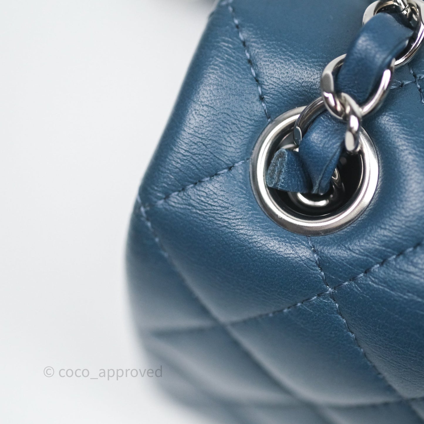 Chanel Mini Rectangular Quilted Navy Lambskin Silver Hardware