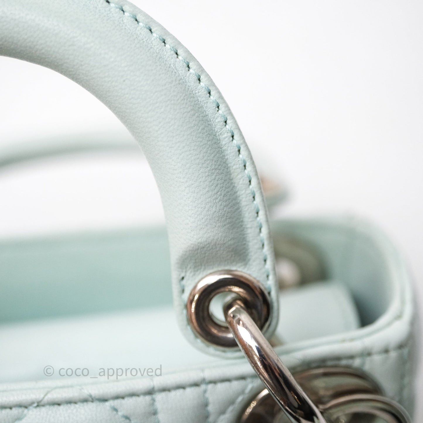 Christian Dior Mirco Lady Dior Cannage Calfskin Light Green Matte