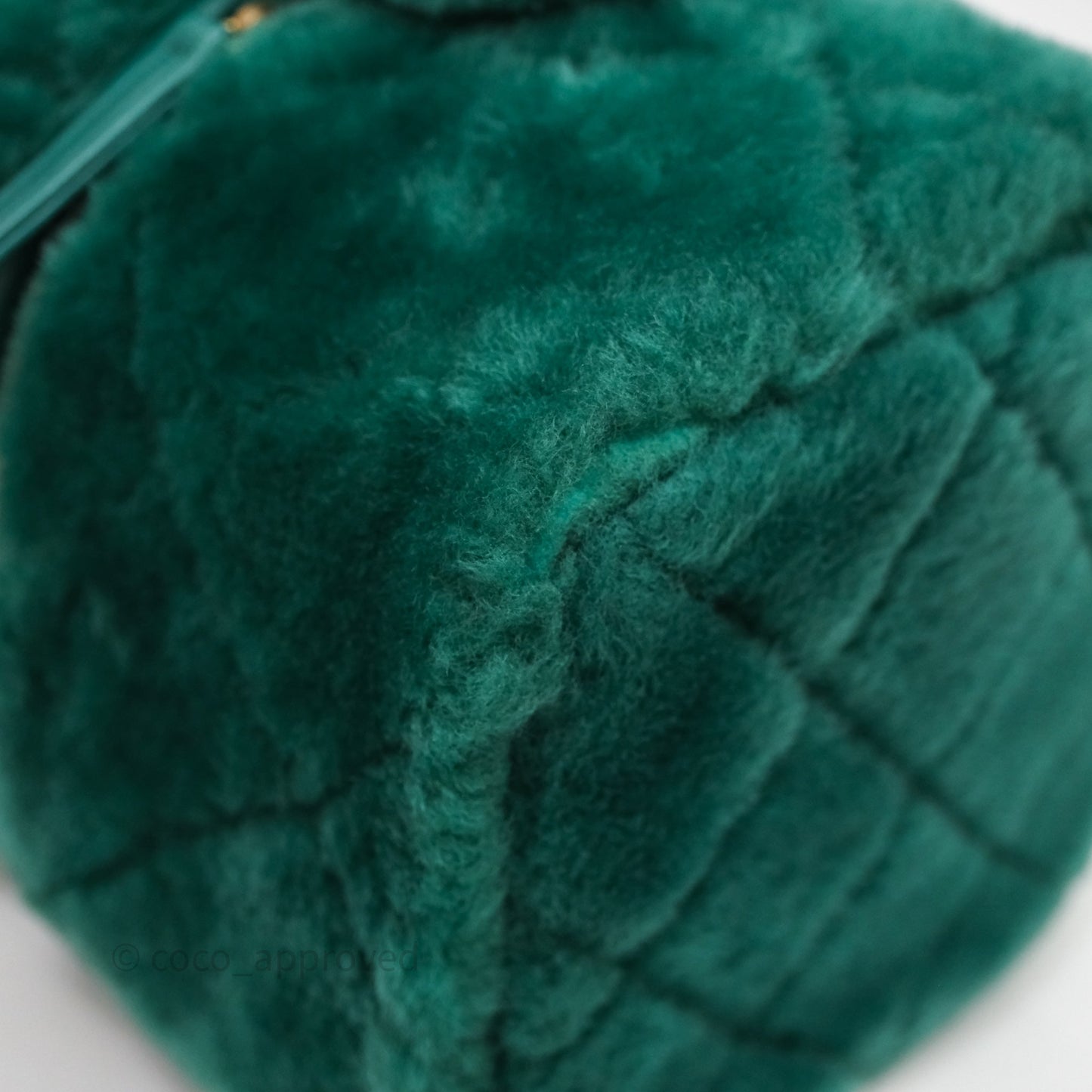 Chanel Small Vanity Case Green Shearling Aged Gold Hardware 22A