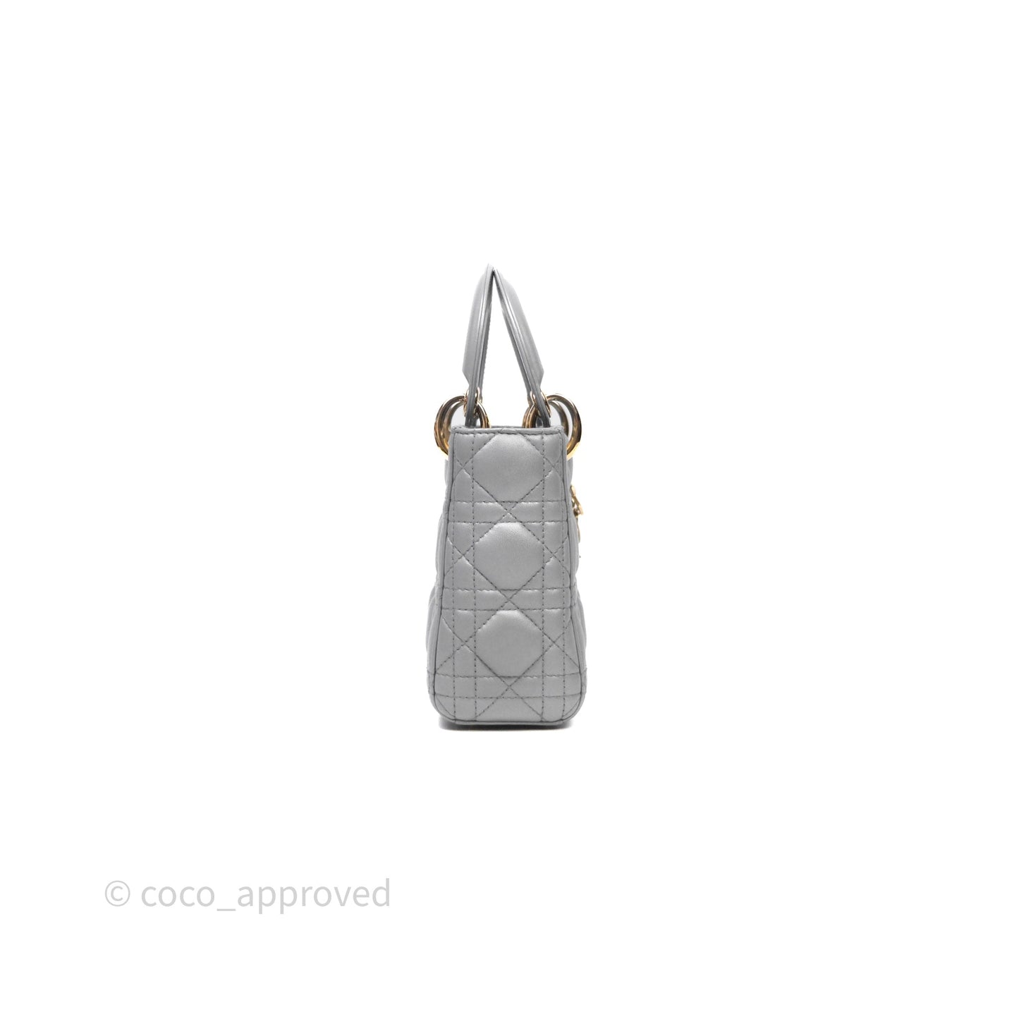 Christian Dior Mini Lady Dior Iridescent Grey Lambskin Cannage Gold Hardware