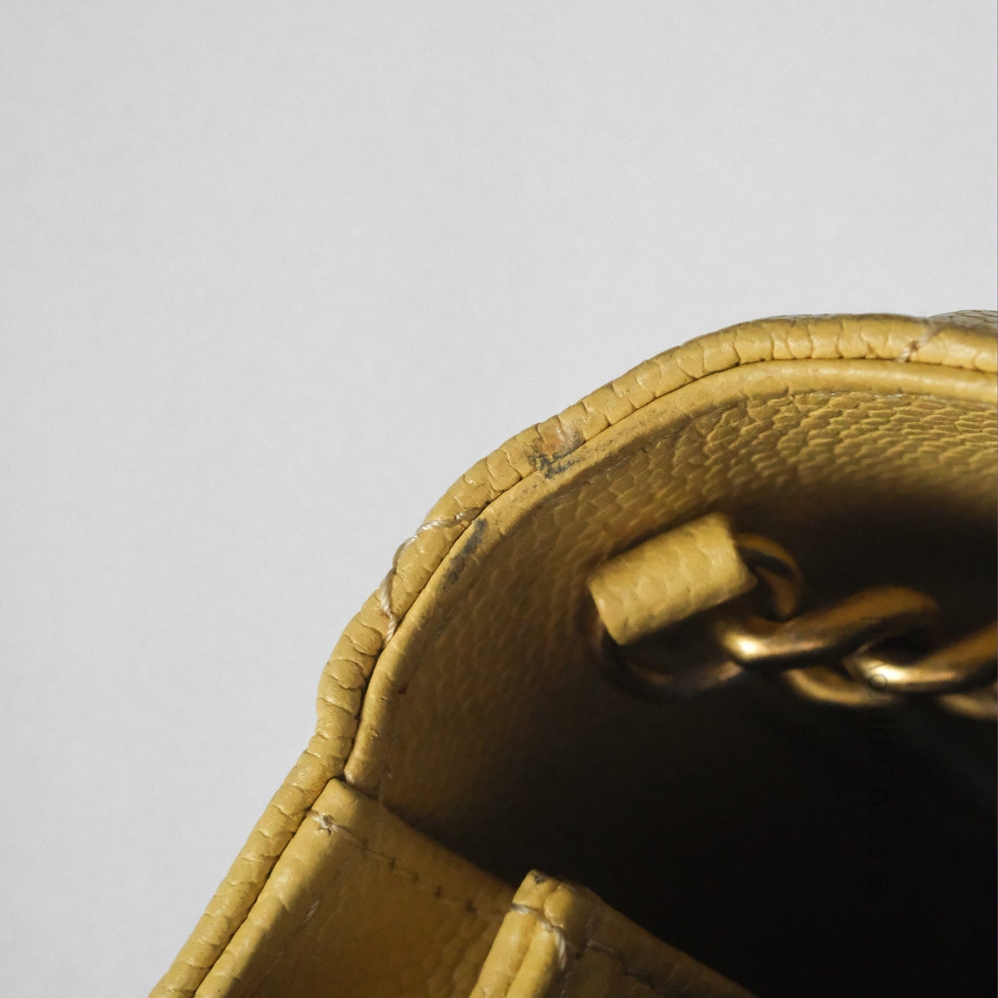 Chanel Mini Clutch With Chain Yellow Caviar Aged Gold Hardware