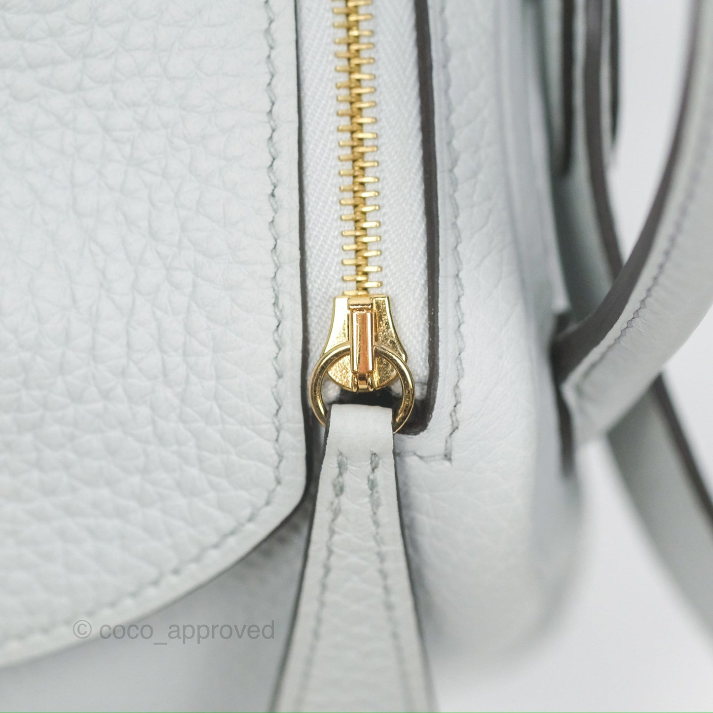 Hermès Mini Lindy 20 Bleu Pale Clemence Gold Hardware