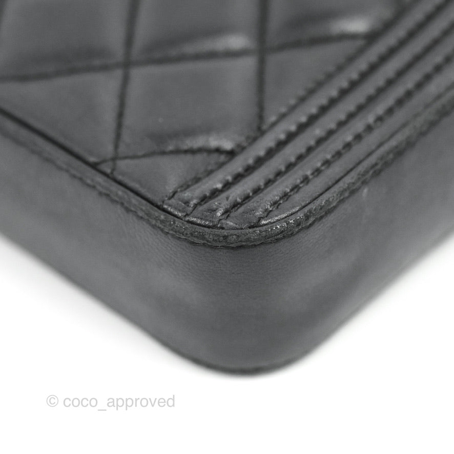 Chanel Le Boy Double Zip Wallet On Chain So Black Lambskin