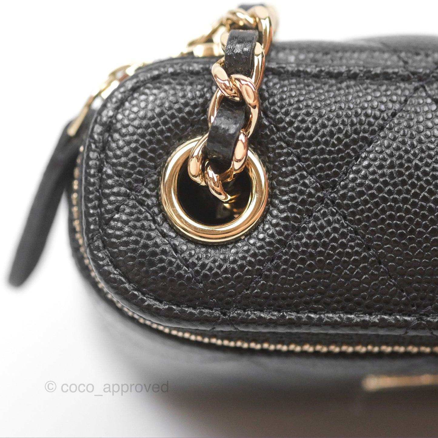 Chanel Classic Mini Vanity With Chain Black Caviar Gold Hardware