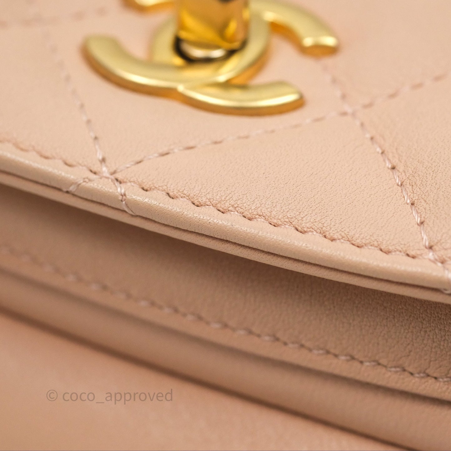 Chanel Messenger Bag Beige Pink Calfskin Aged Gold Hardware