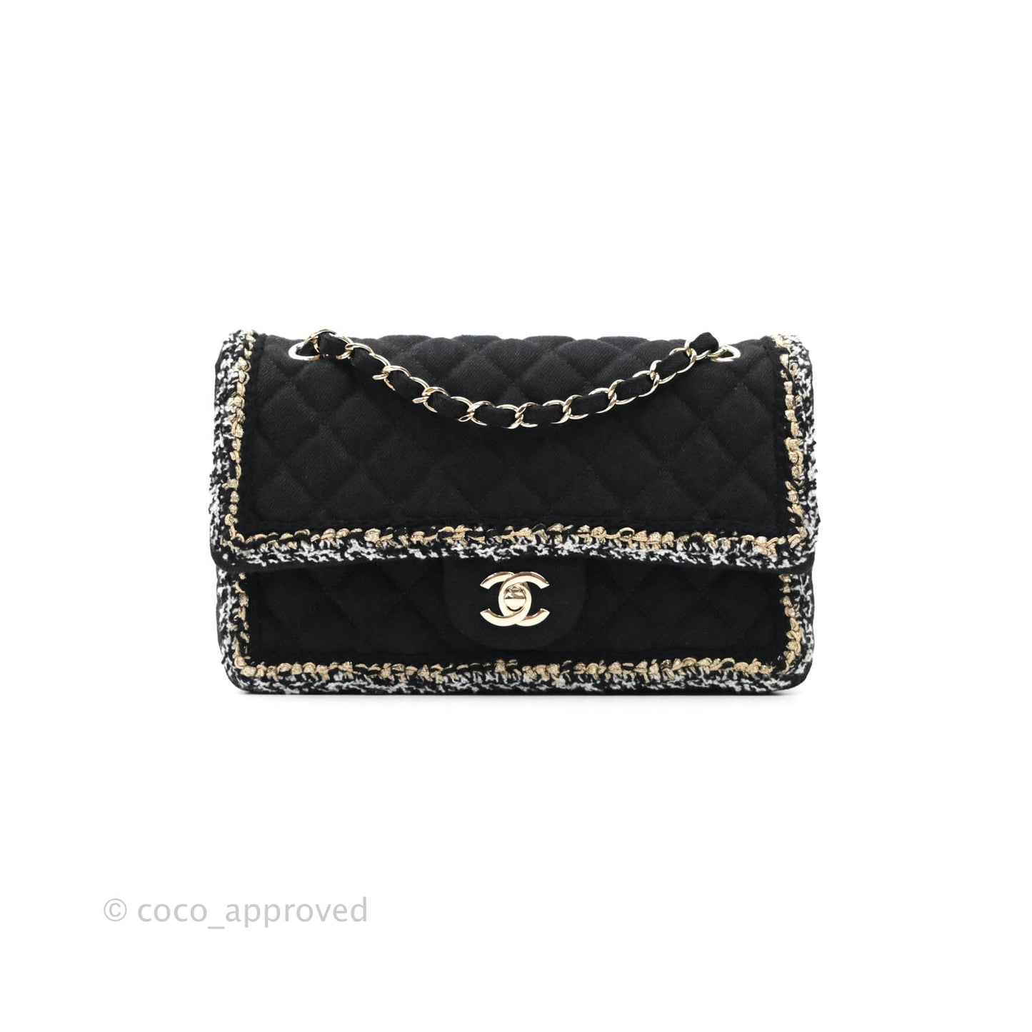 Chanel Classic Flap Bag Black Denim Braided Gold Hardware 18A