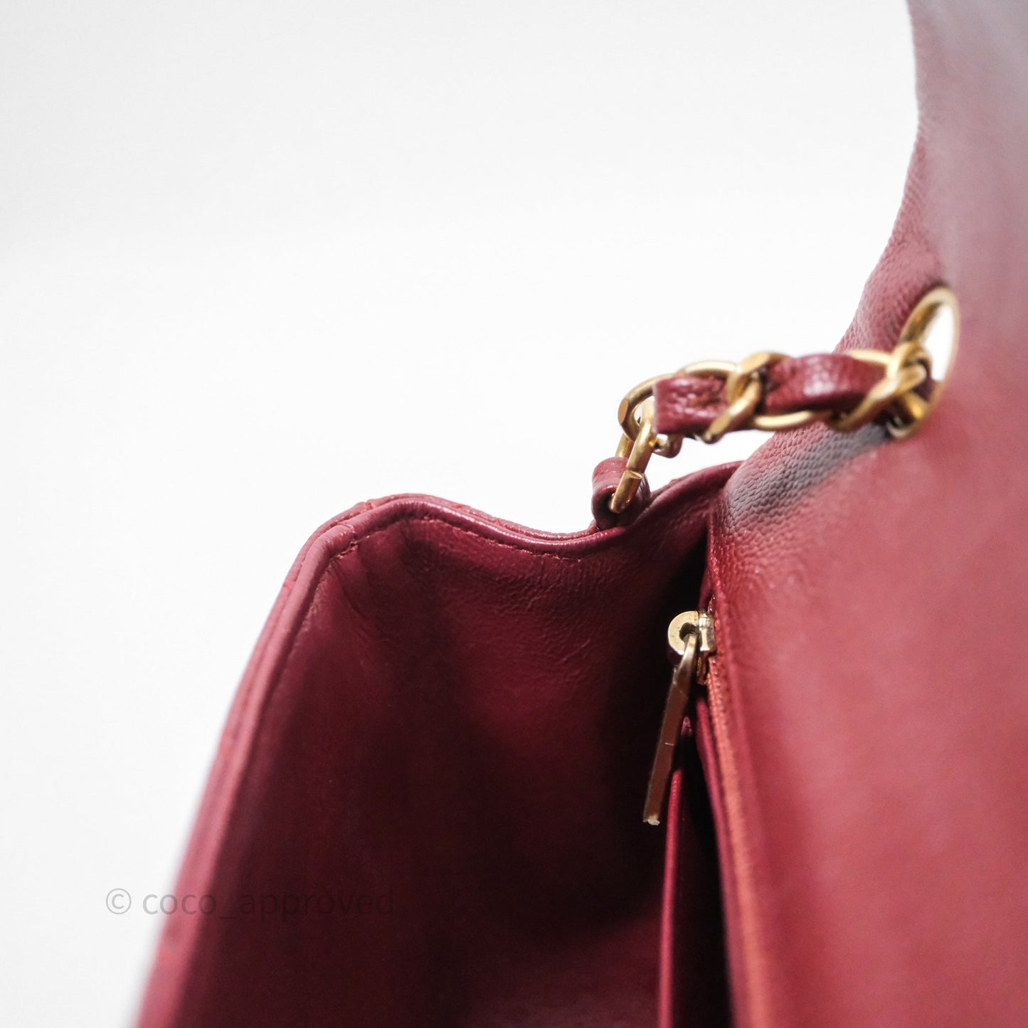 Chanel Classic Quilted Mini Rectangular Flap Burgundy Caviar Aged Gold Hardware