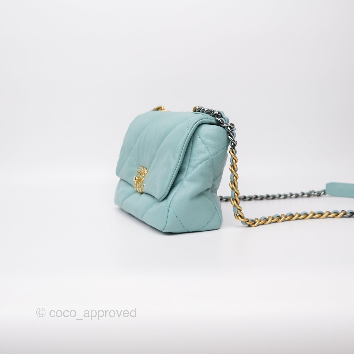 Chanel 19 Small Tiffany Blue Mixed Hardware