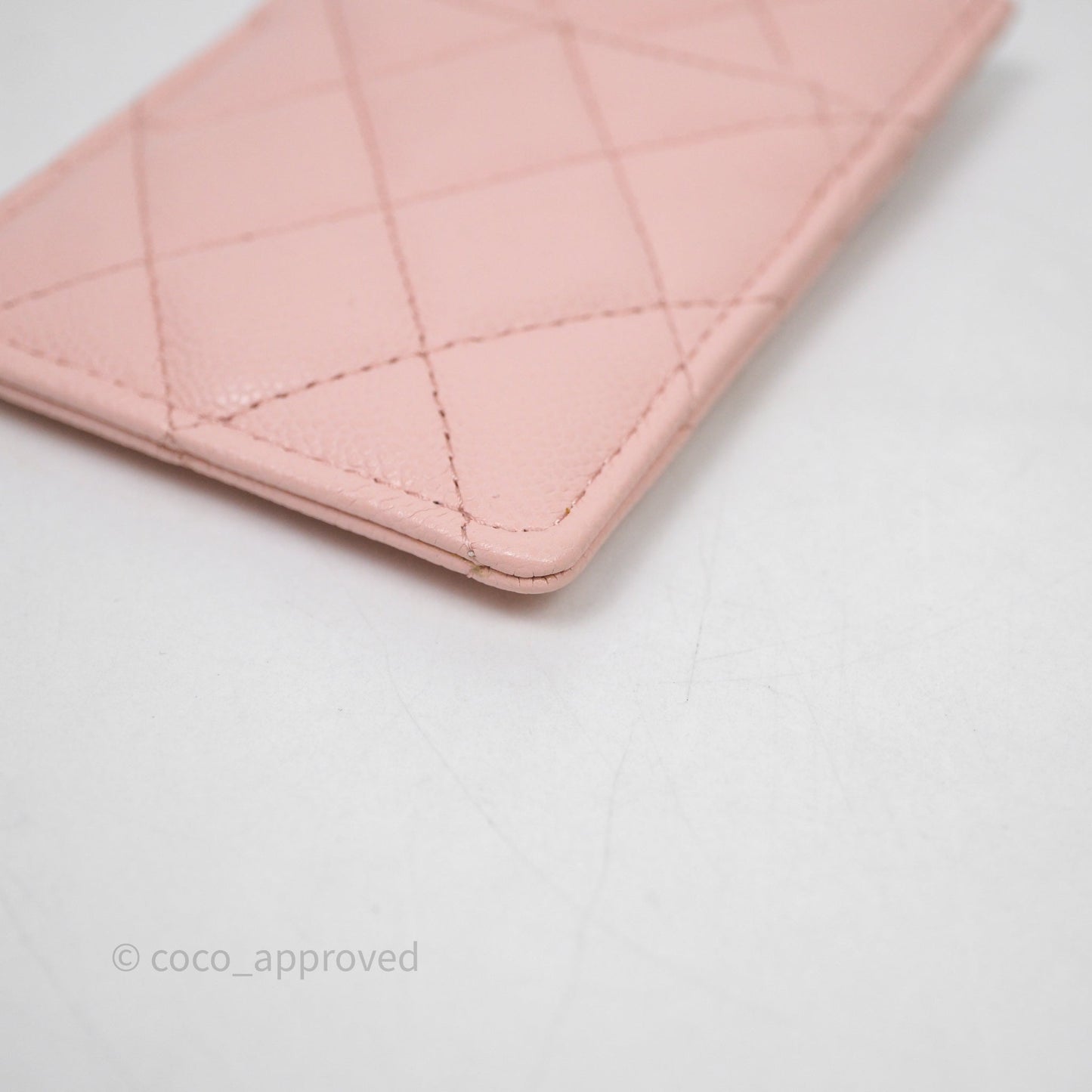 Chanel Quilted Card Holder Caviar Pink Gold Hardware