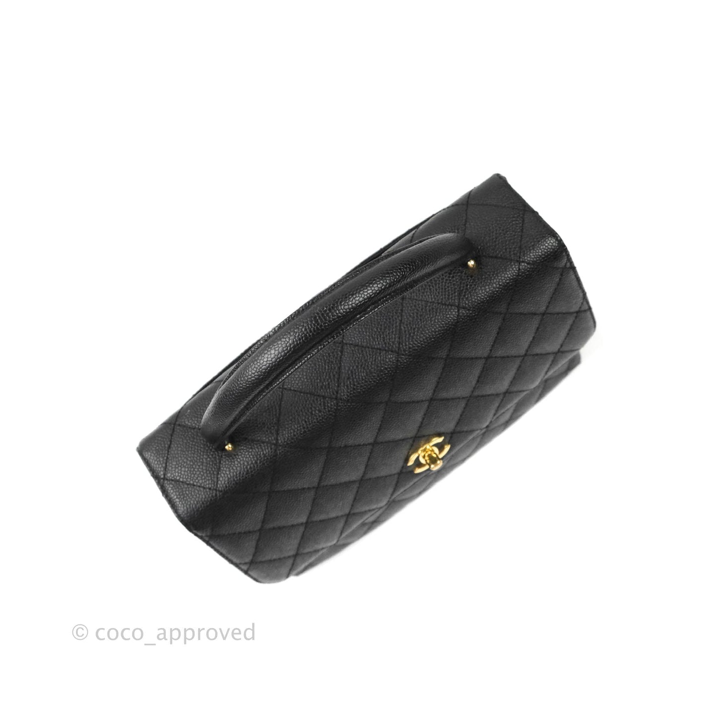 Chanel Kelly Quilted Flap Tote Black Caviar 24K Gold Hardware
