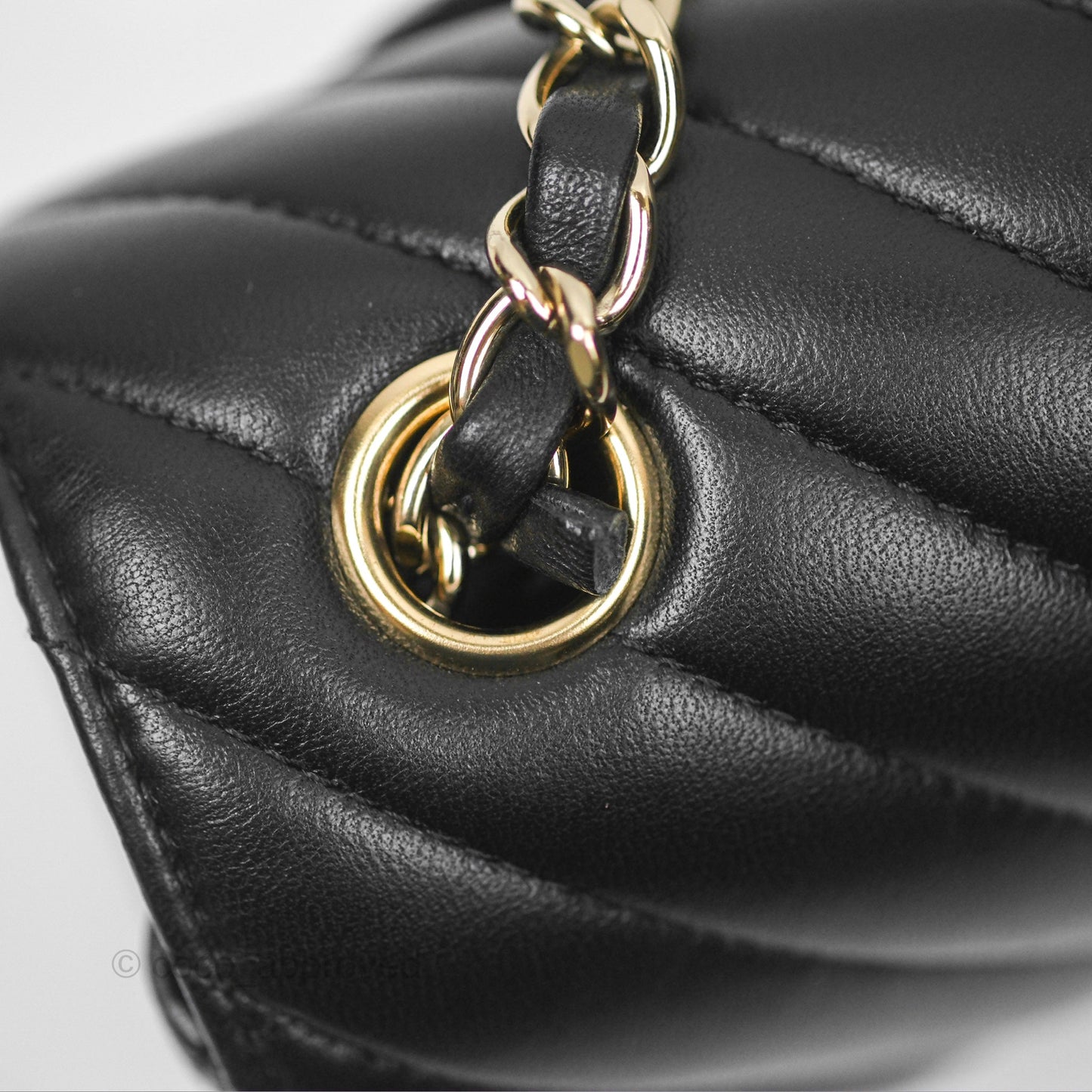 Chanel Chevron Mini Rectangular Flap Black Lambskin Gold Hardware