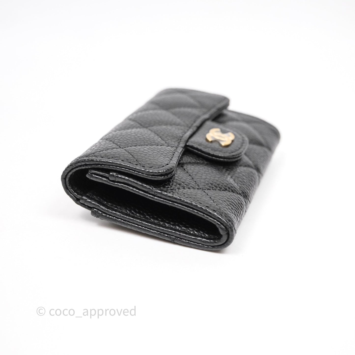Chanel Quilted Flap Card Holder Caviar Black Gold Hardware