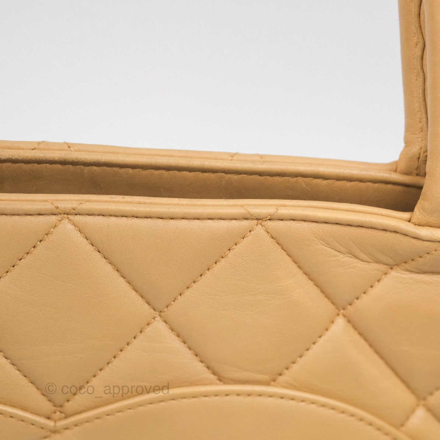 Chanel Vintage Medallion CC Beige Lambskin Tote Bag Gold Hardware