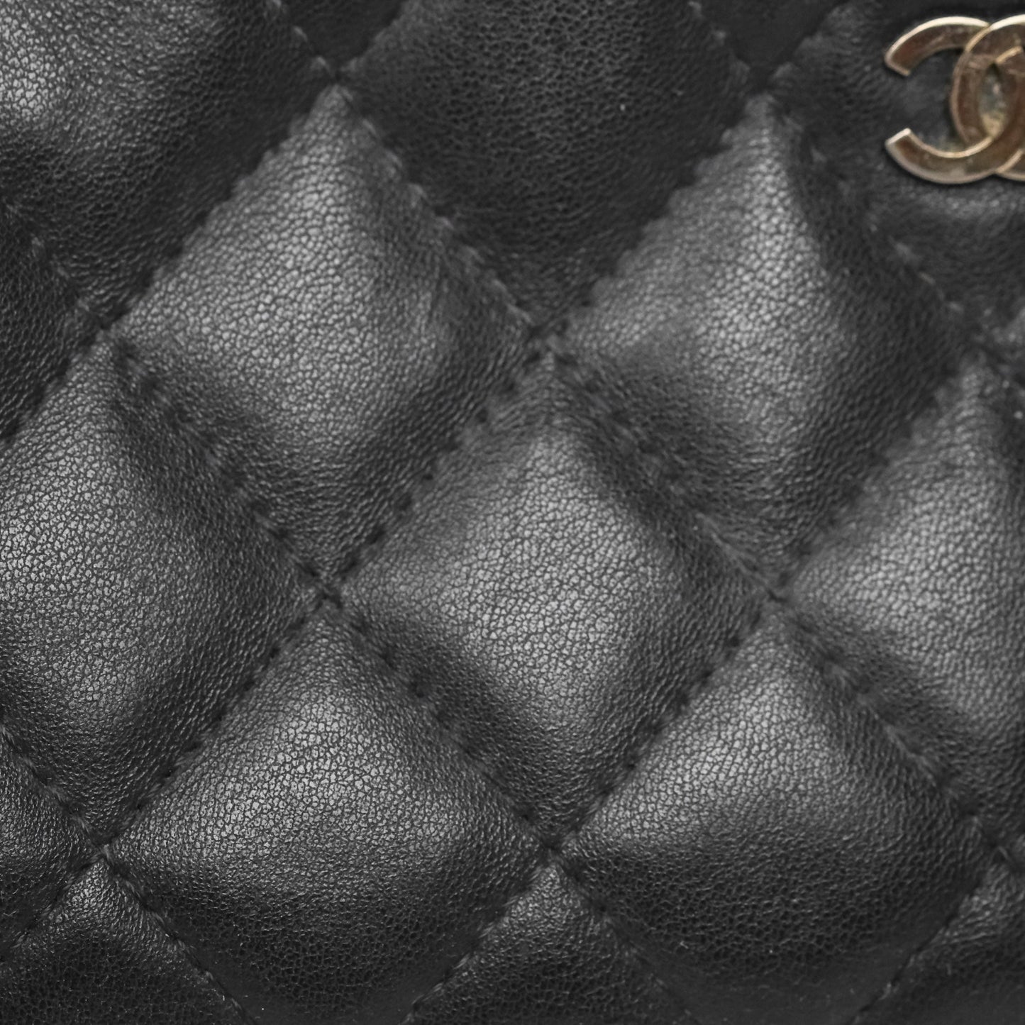 Chanel Cosmetic Case Black Calfskin Silver Hardware
