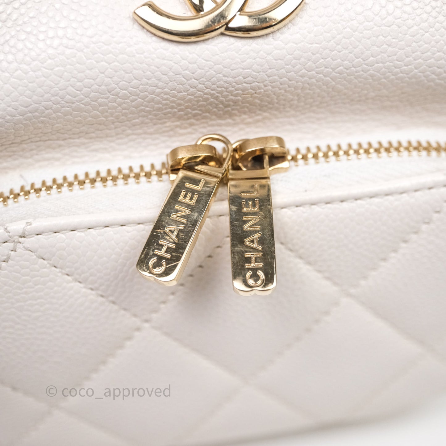 Chanel Business Affinity Drawstring Bucket Bag White Caviar Gold Hardware