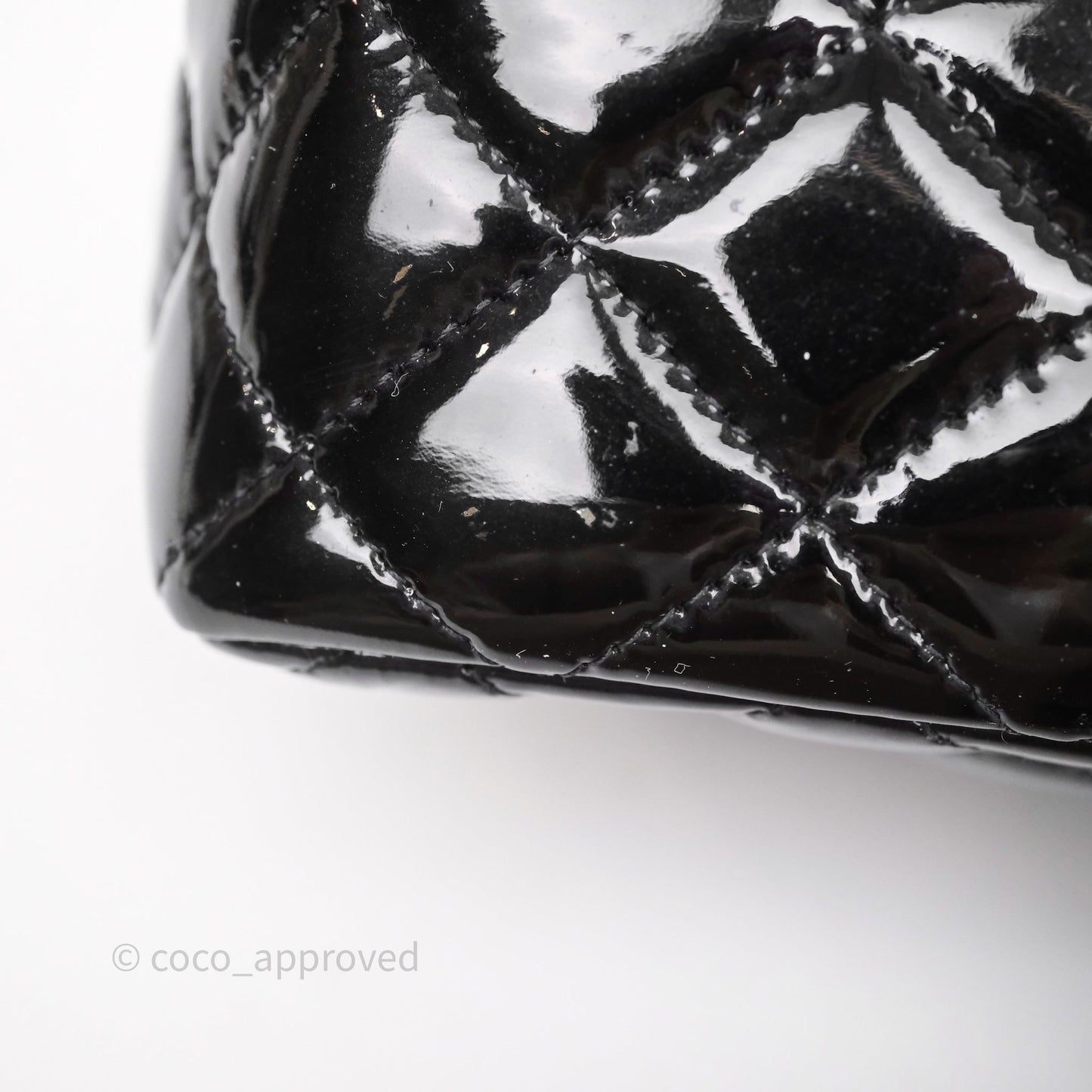 Chanel Quilted Mini Rectangular Flap Black Patent Silver Hardware