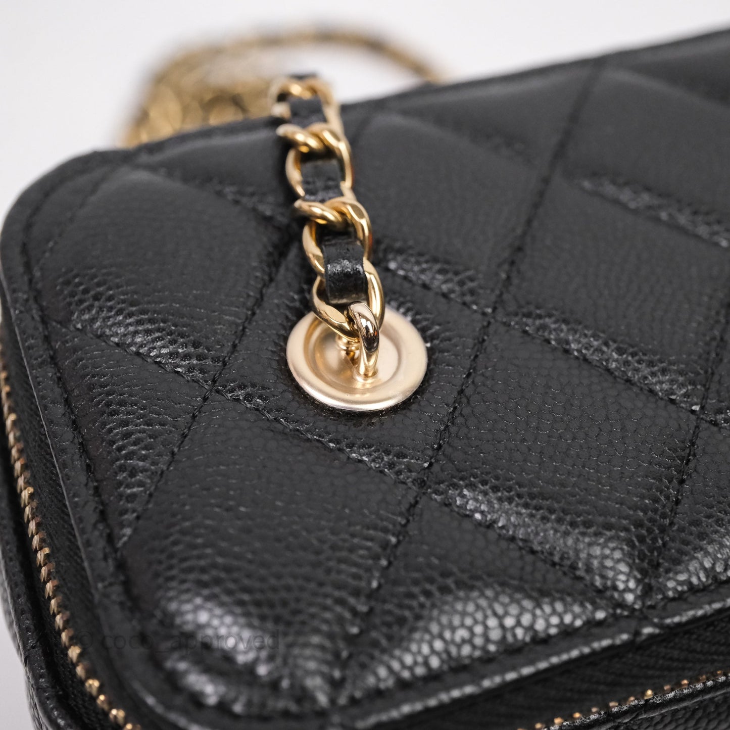 Chanel Vanity Rectangular With Chain Black Caviar Gold Hardware