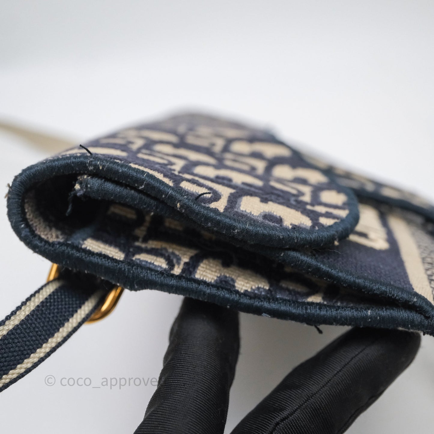 Christian Dior Navy Oblique Slim Saddle Pouch