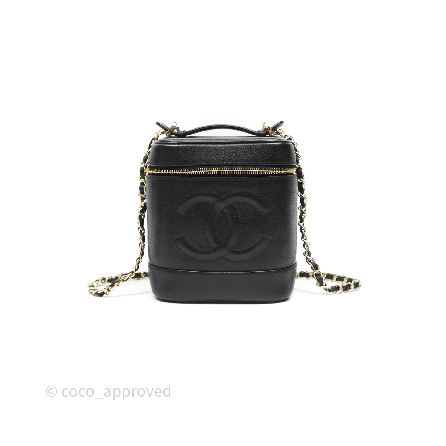 Chanel Vintage Vanity Case Black Caviar Gold Hardware